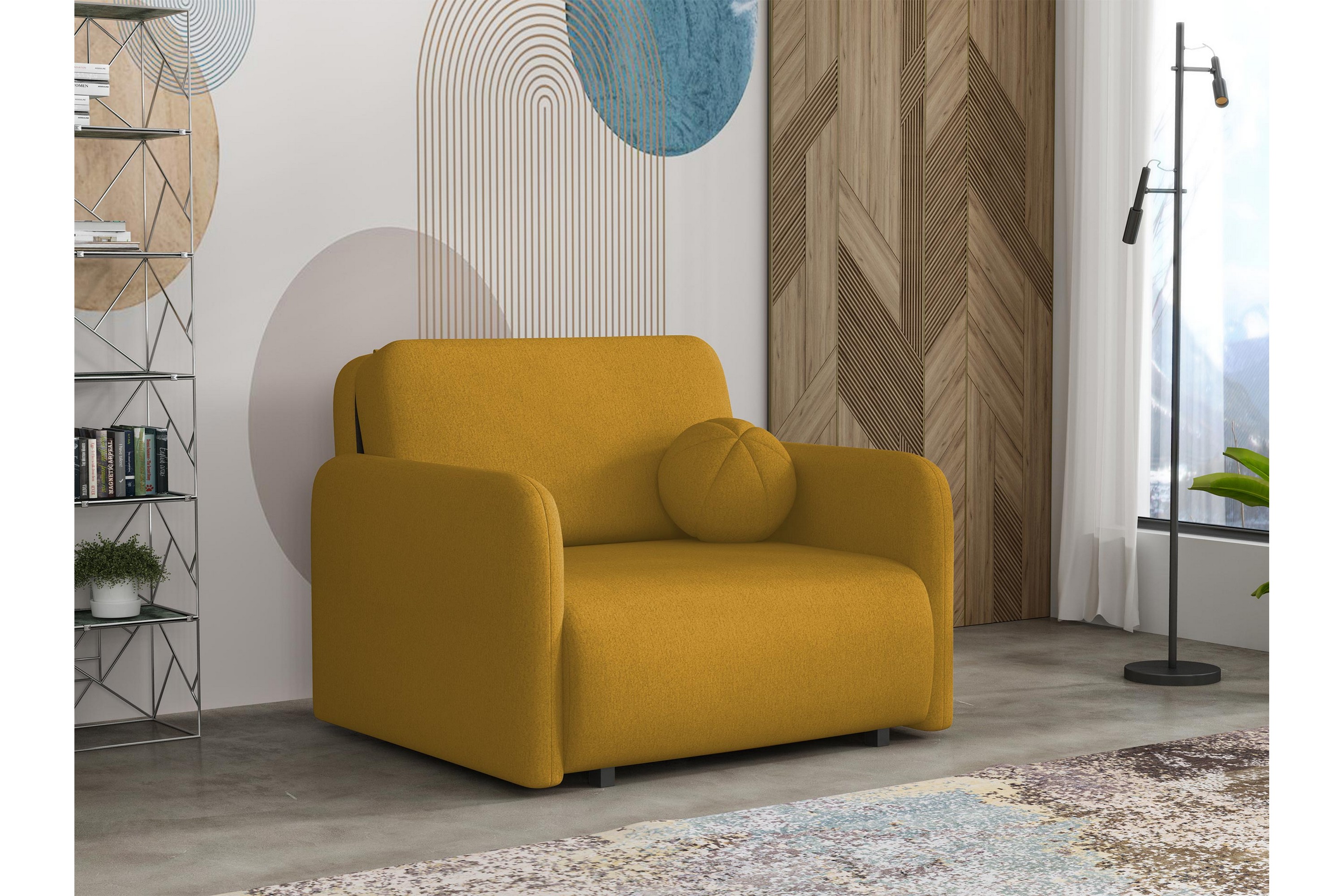 Ajmeri Bäddsoffa 2-sits i Plysch Gul