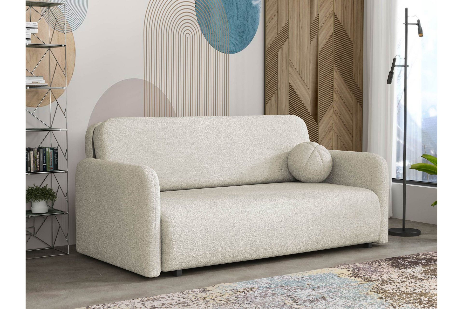 Ajmeri B&auml;ddsoffa 3-sits i Boucl&eacute; - Beige