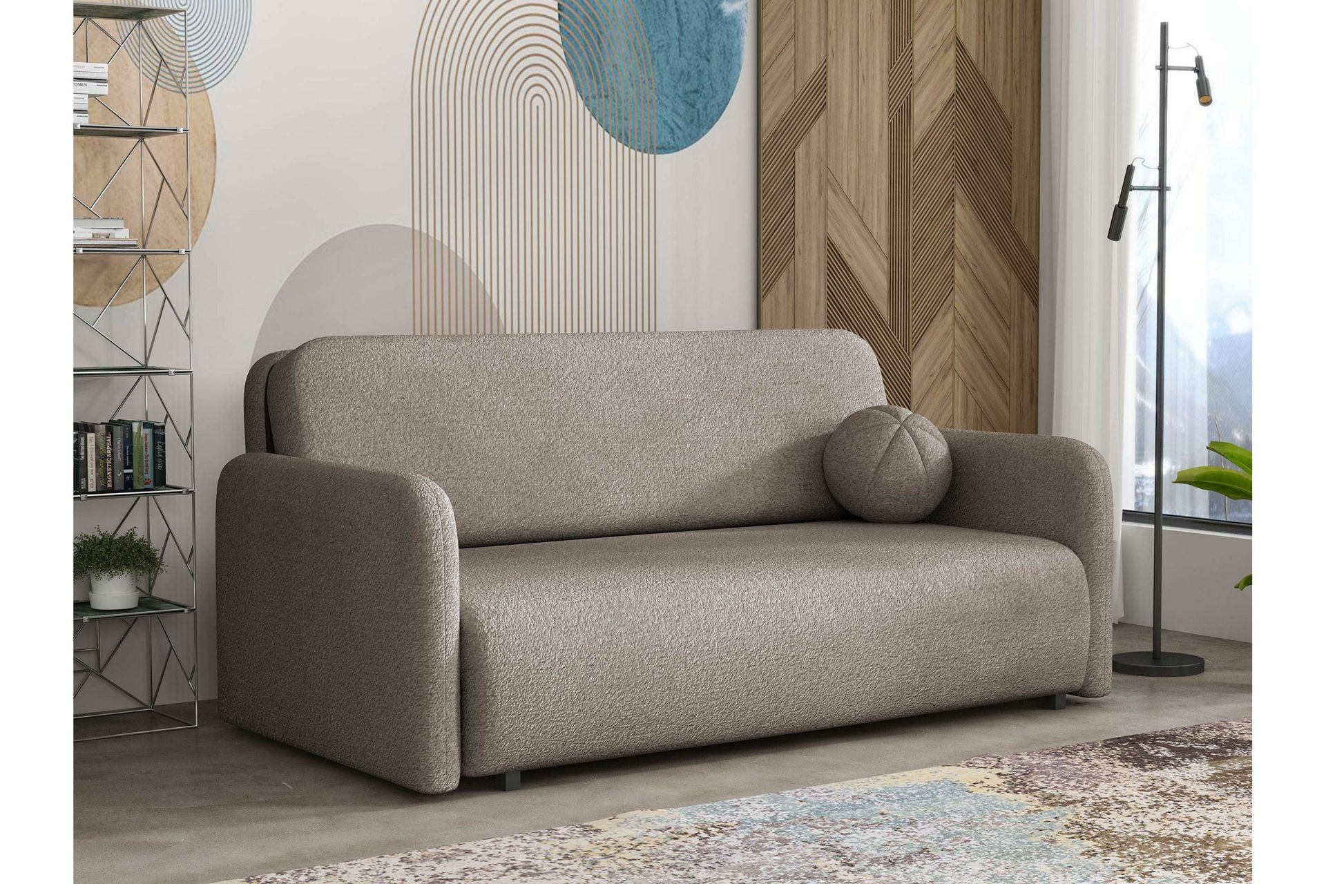 Ajmeri B&auml;ddsoffa 3-sits i Boucl&eacute; - Gr&aring;