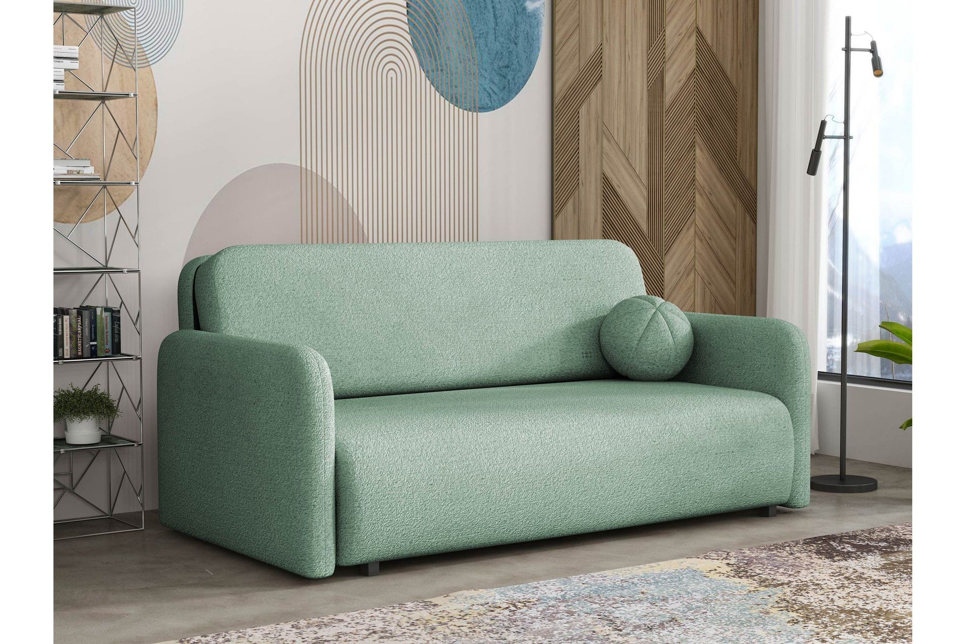 Ajmeri B&auml;ddsoffa 3-sits i Boucl&eacute; - Gr&ouml;n