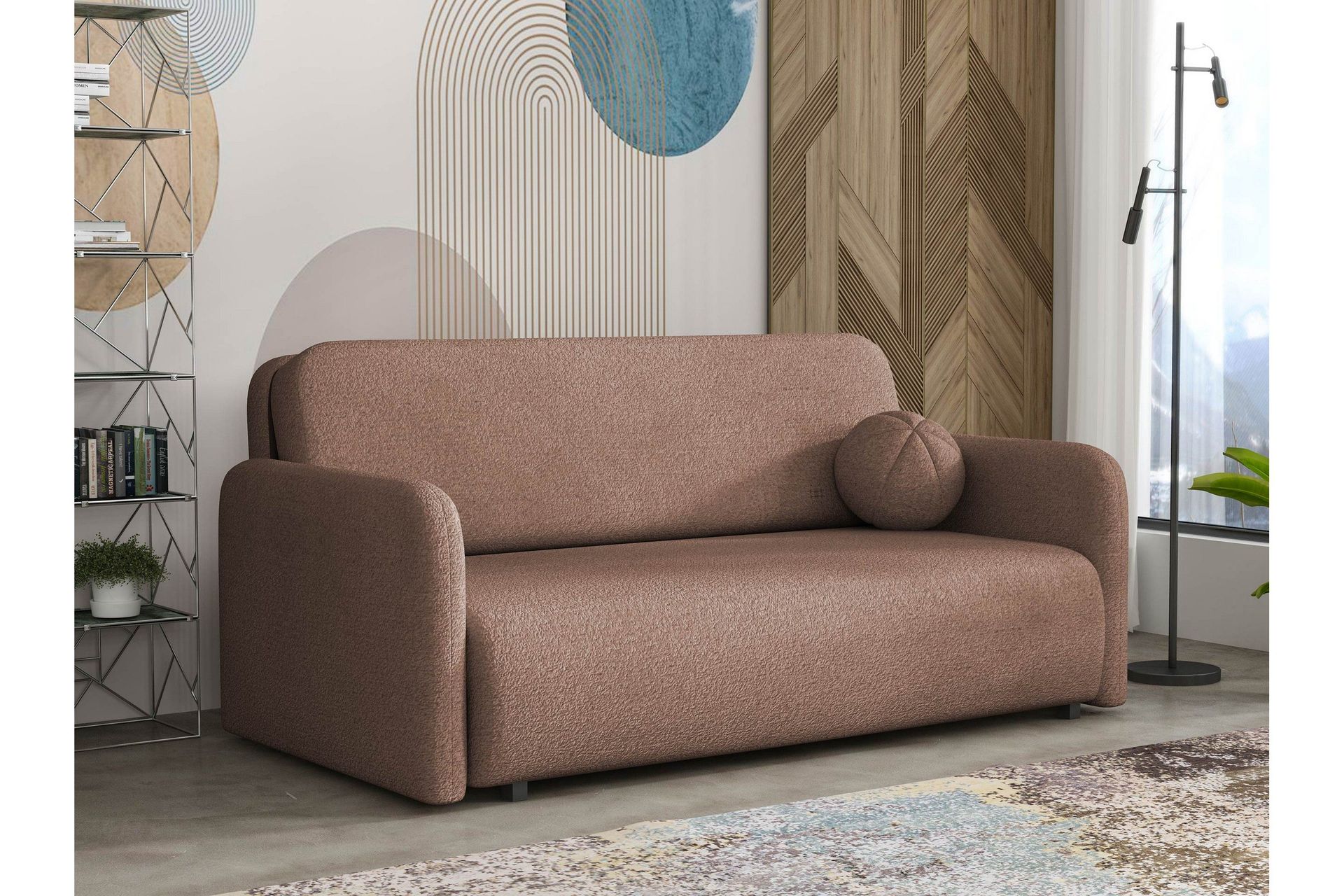 Ajmeri Bäddsoffa 3-sits i Bouclé - Rosa