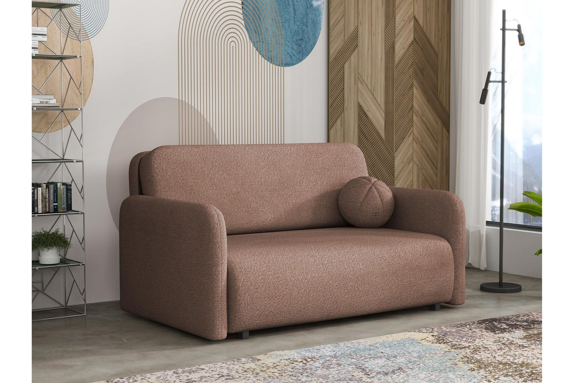 Ajmeri B&auml;ddsoffa 3-sits i Boucl&eacute; - Rosa