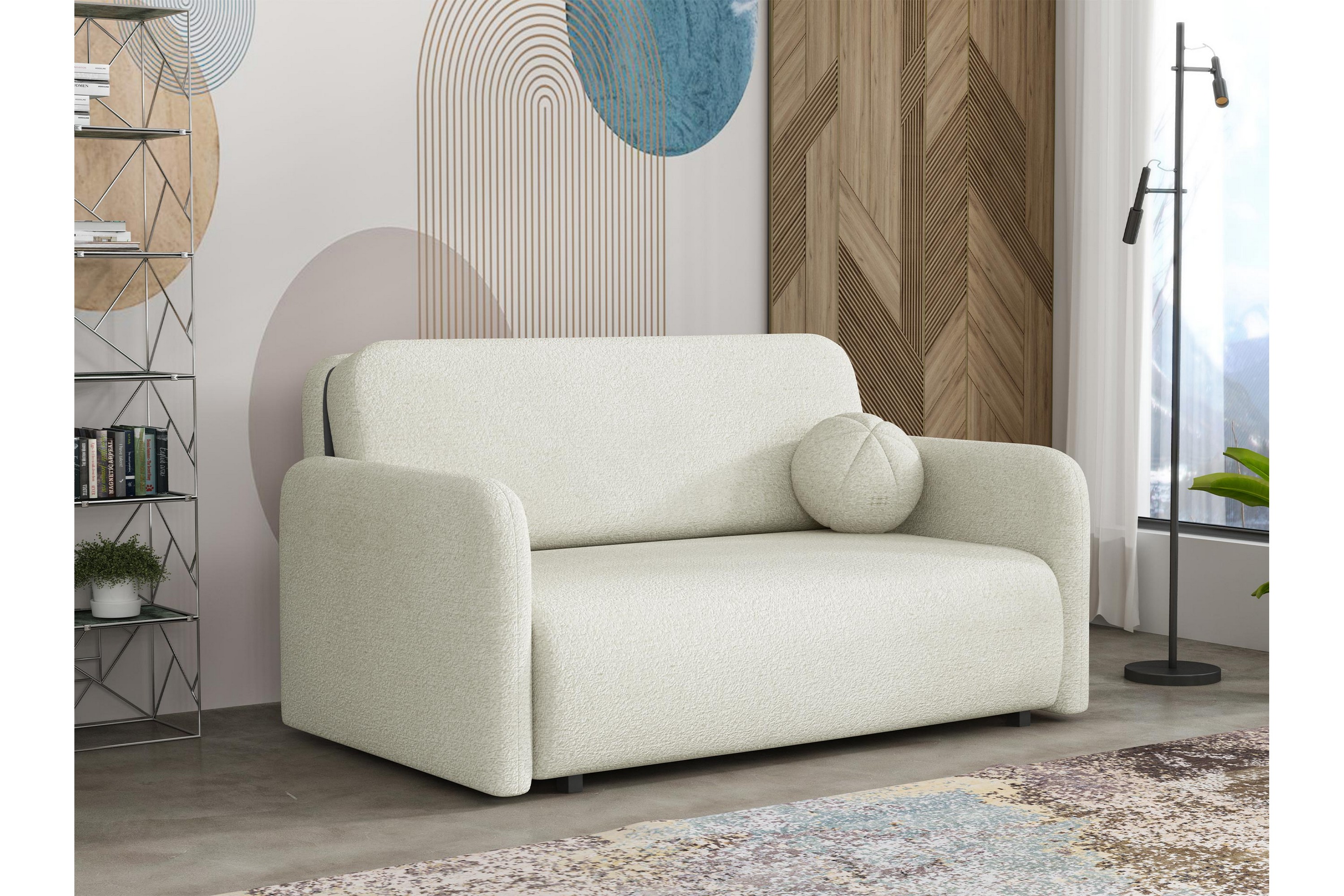 ajmeri bäddsoffa 3-sits i bouclé - vit