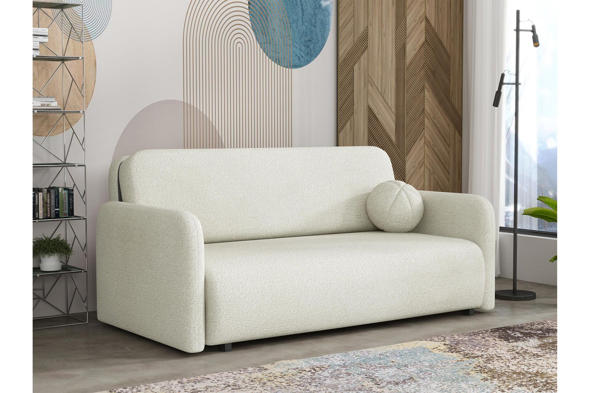 Ajmeri Bäddsoffa 3-sits i Bouclé - Vit