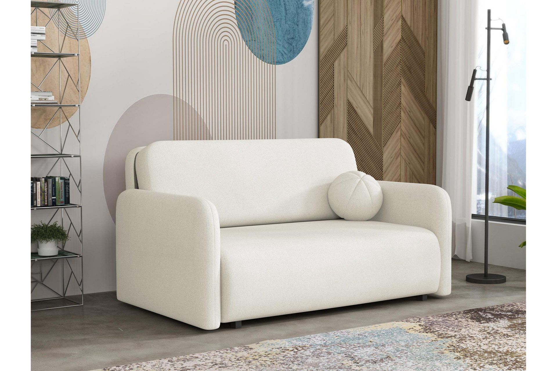 Ajmeri Bäddsoffa 3-sits i Plysch - Beige