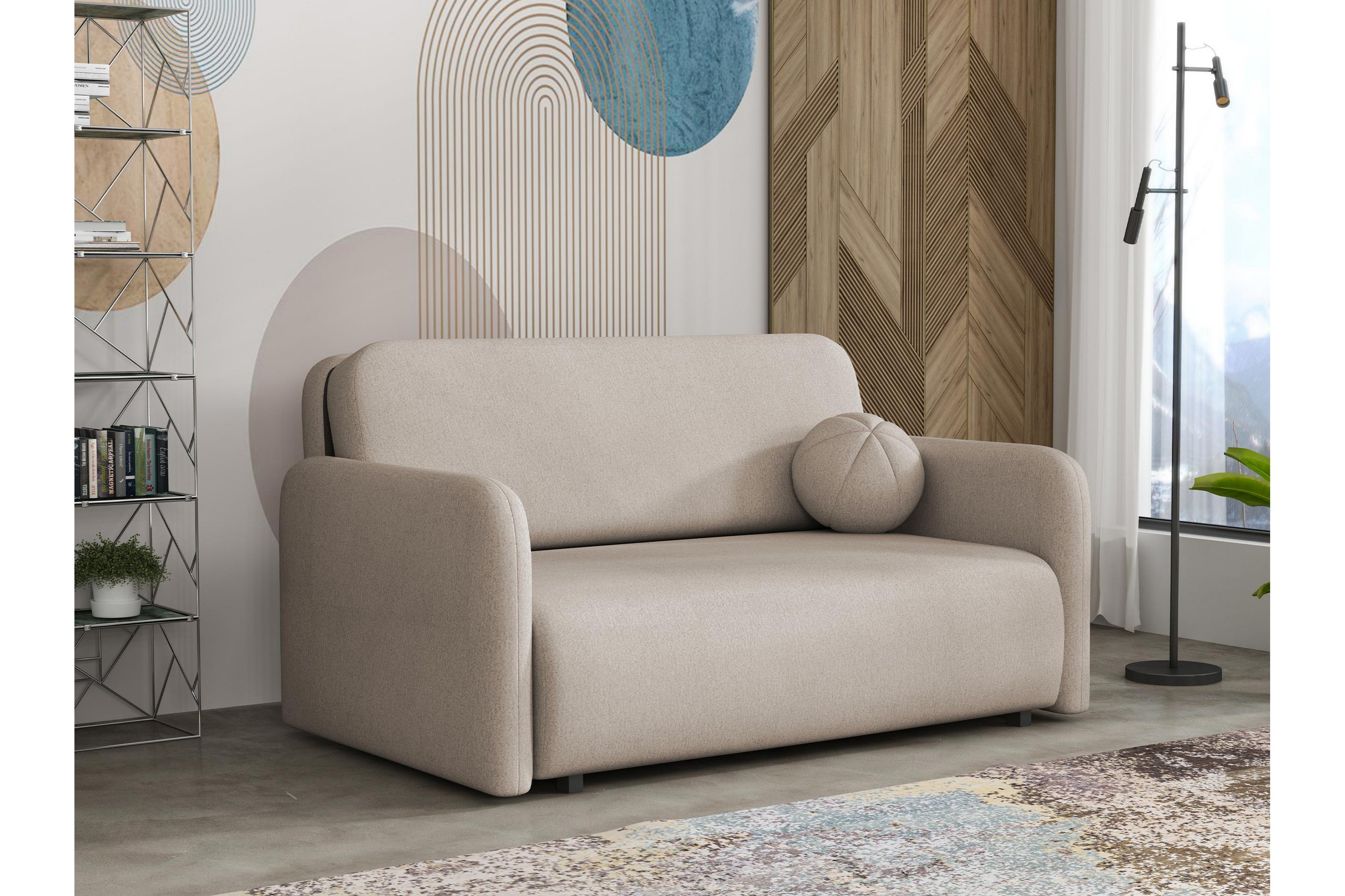 Ajmeri Bäddsoffa 3-sits i Plysch Beige