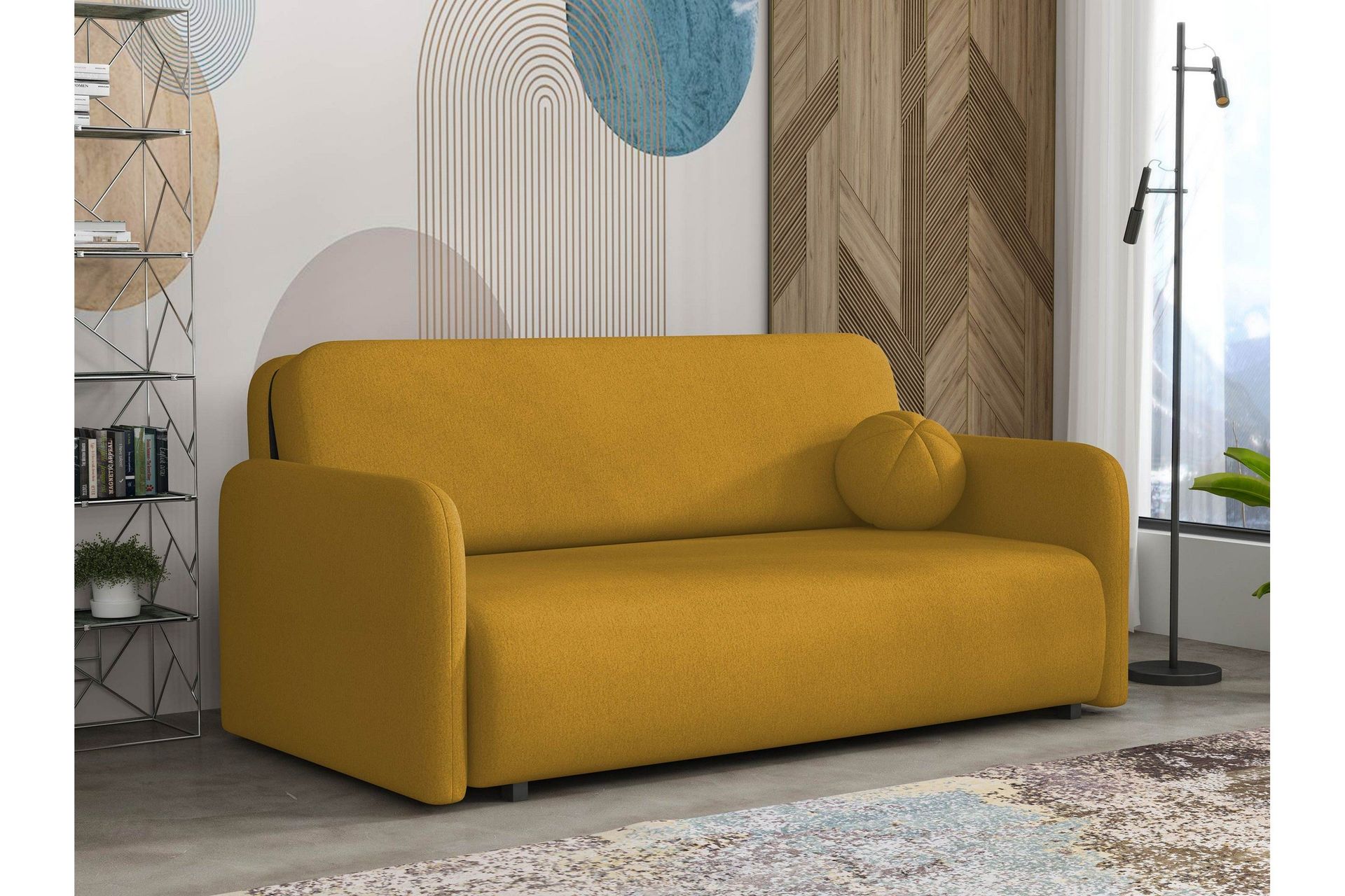 Ajmeri B&auml;ddsoffa 3-sits i Plysch - Gul