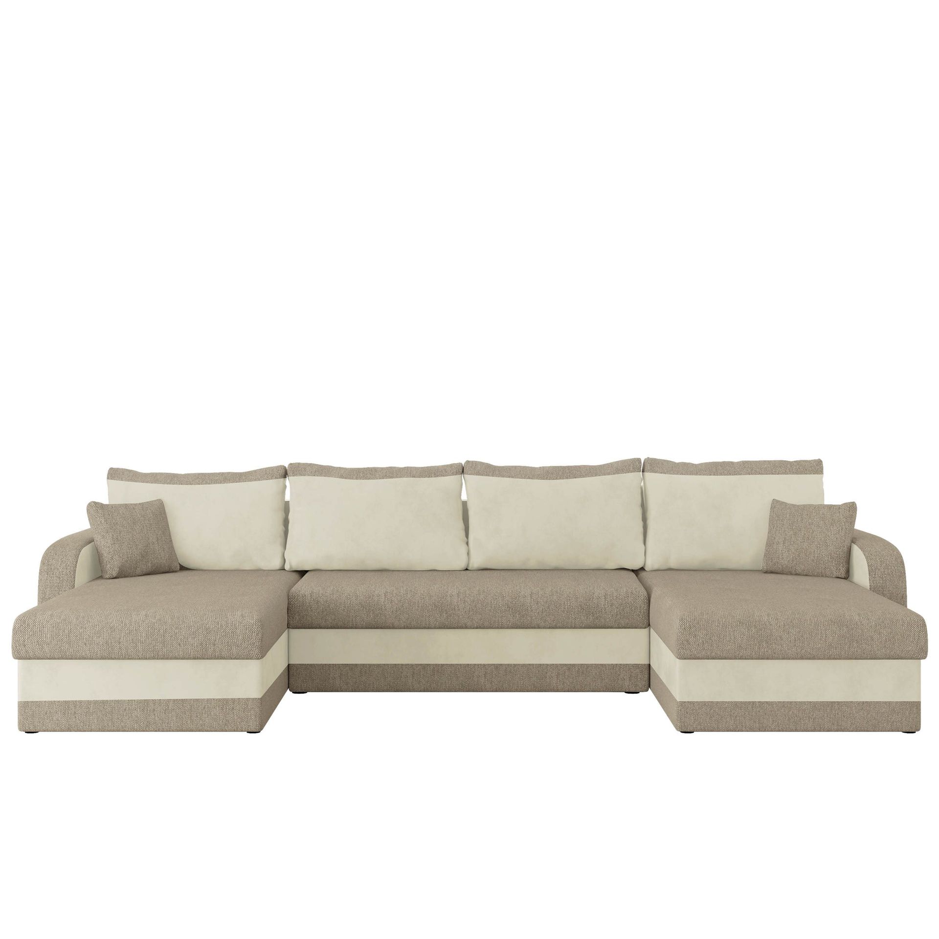 Alvared U-formad 5-sits B&auml;ddsoffa med f&ouml;rvaring - Beige / kr&auml;m