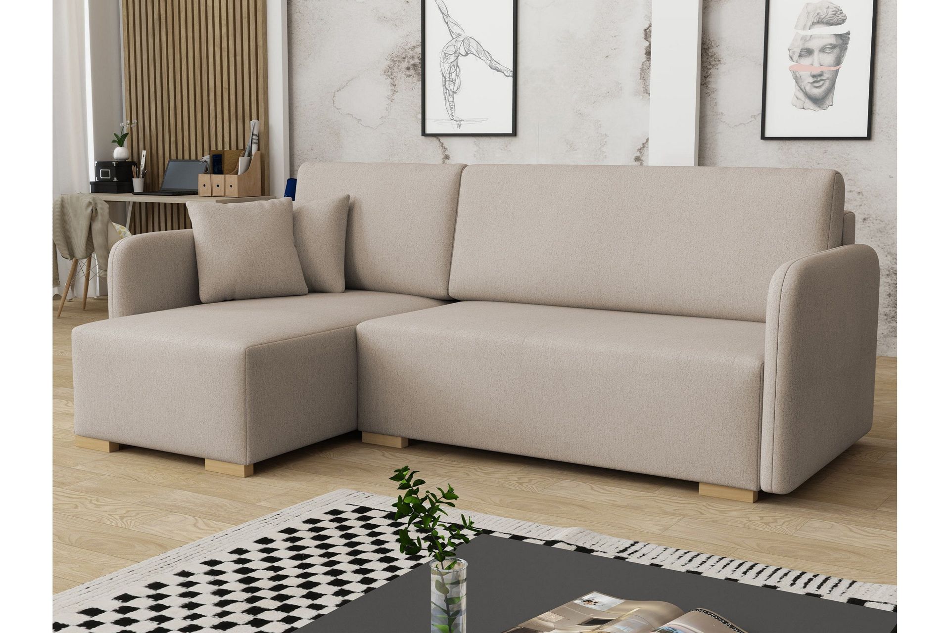 Amelus B&auml;ddsoffa m. Divan 4-sits - Beige