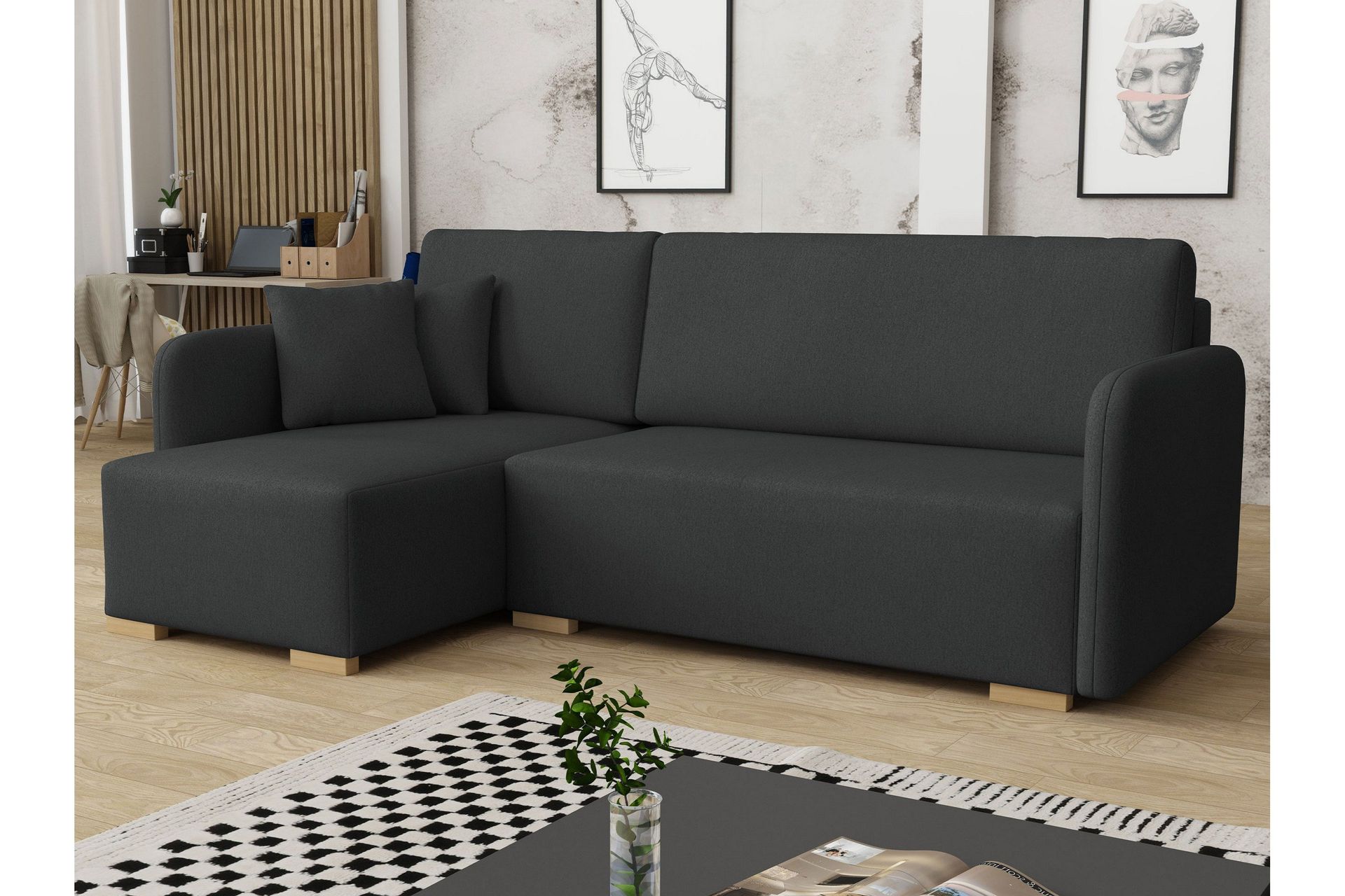 Amelus B&auml;ddsoffa m. Divan 4-sits - Gr&aring;