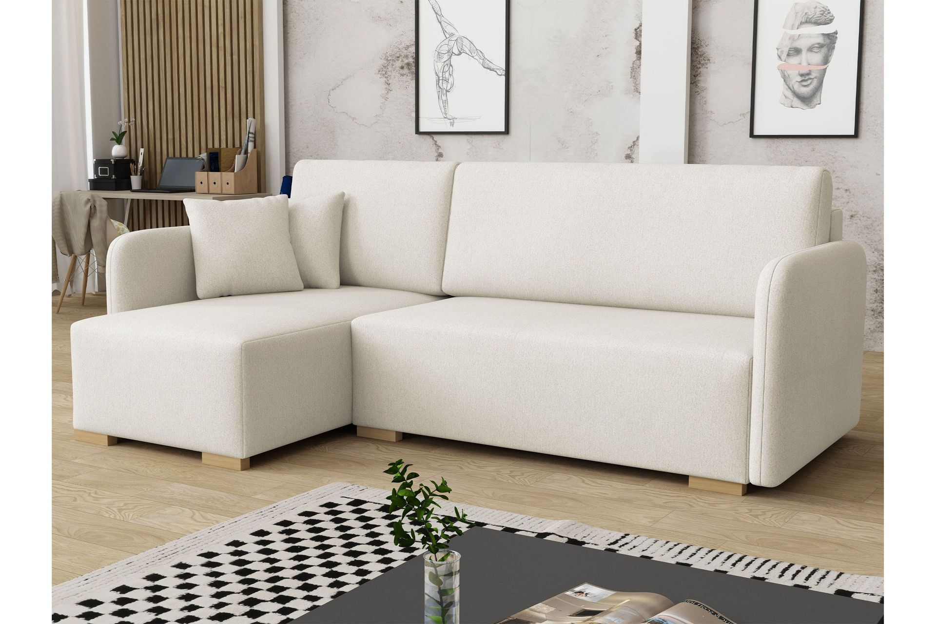 Amelus Bäddsoffa m. Divan 4-sits - Vit