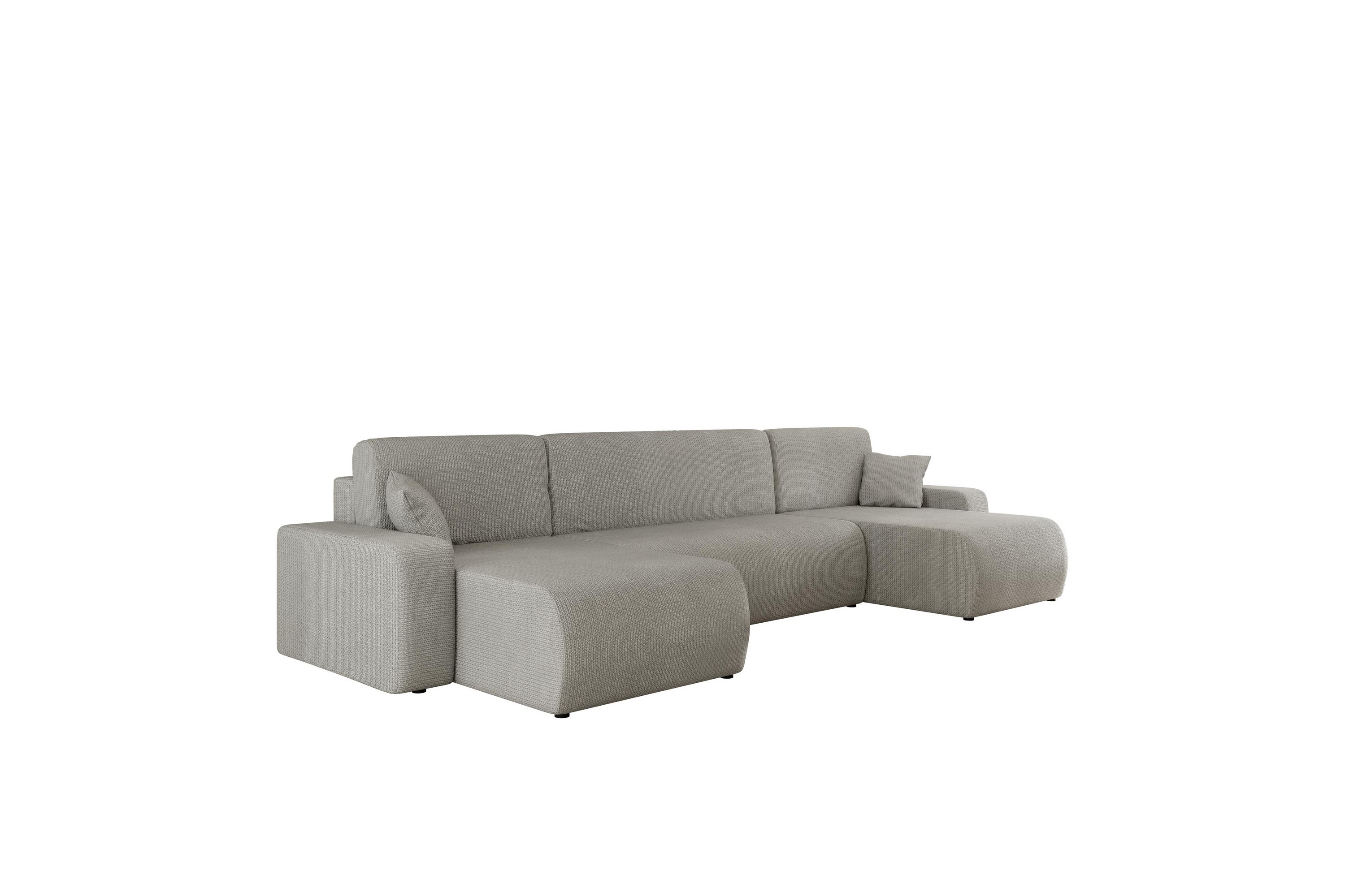 barile bäddsoffa dubbeldivan 4-sits i plysch - grå