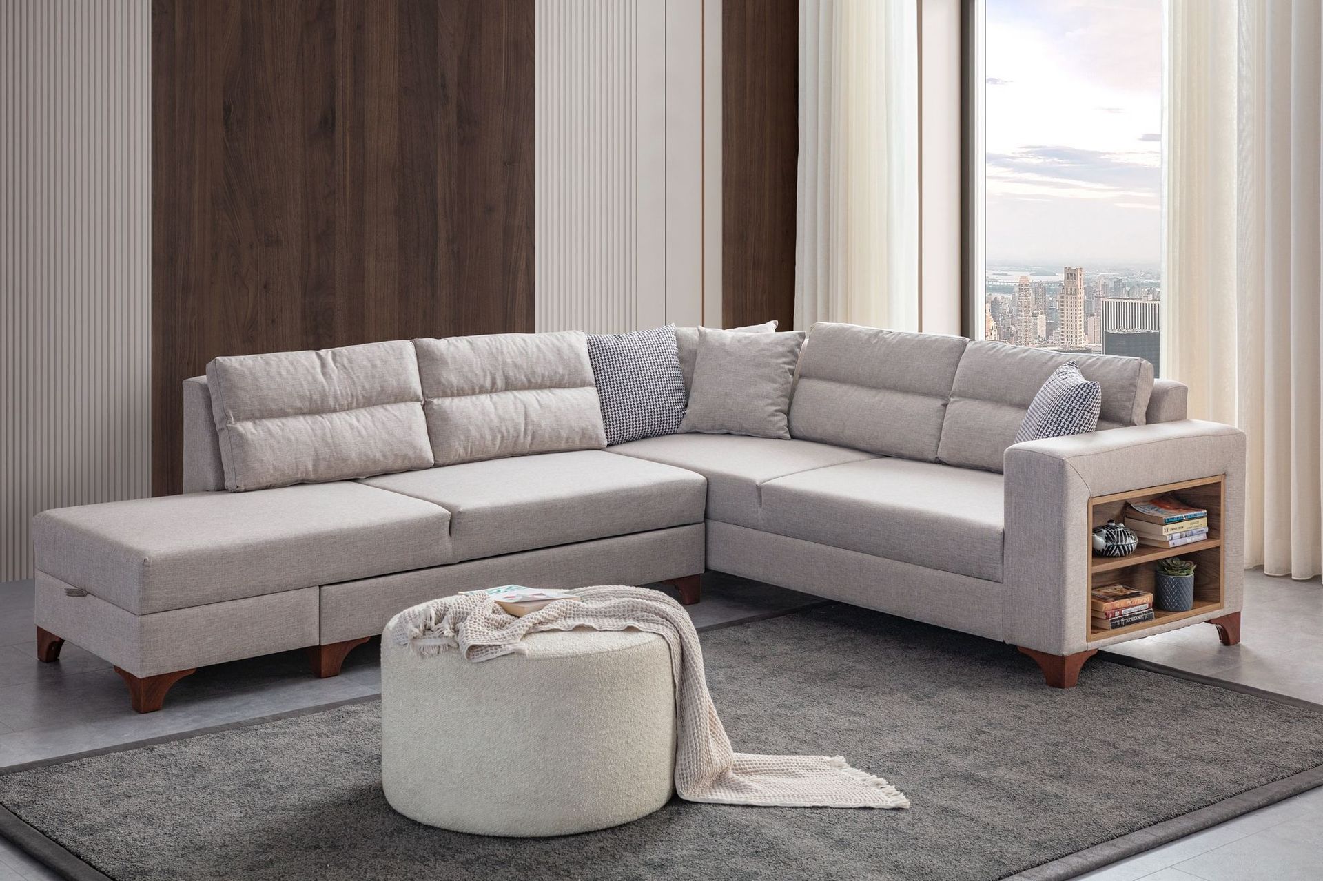 Bervik Hörnsoffa 230x90x150 cm - Kräm