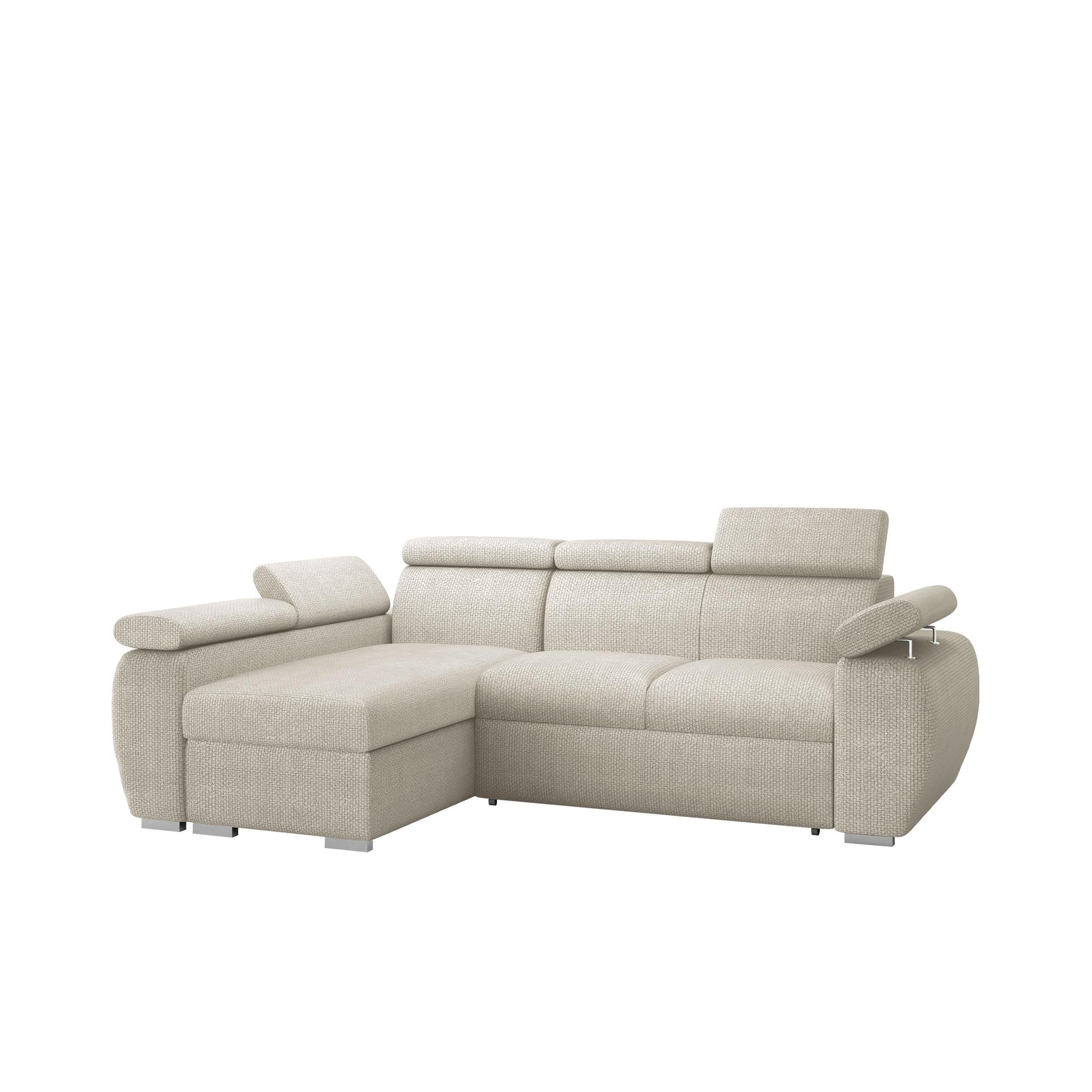 Binche 3-sits B&auml;ddsoffa divan v&auml;nster med f&ouml;rvaring - beige