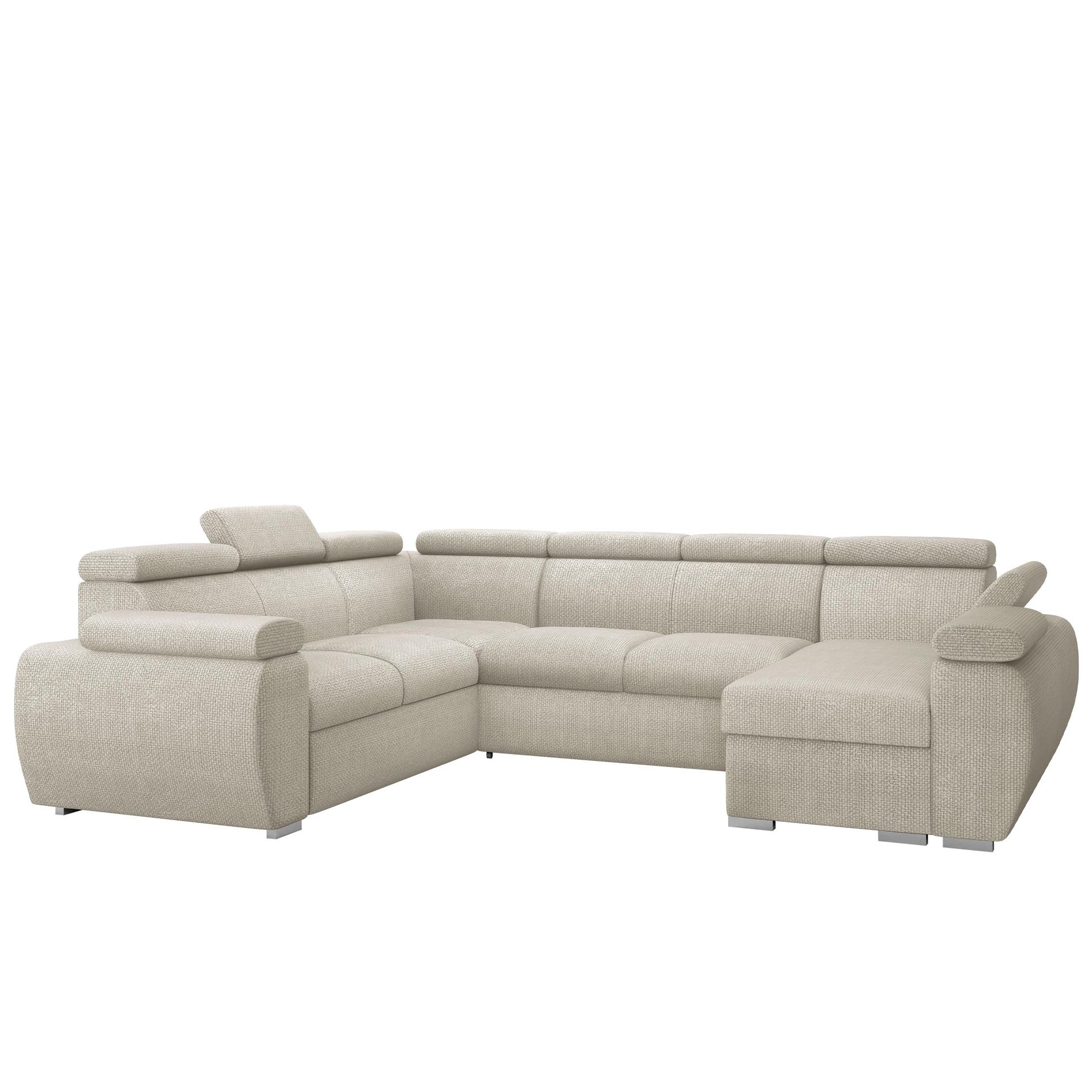 Binche 6-sits B&auml;ddsoffa h&ouml;rn med divan h&ouml;ger och f&ouml;rvaring - beige