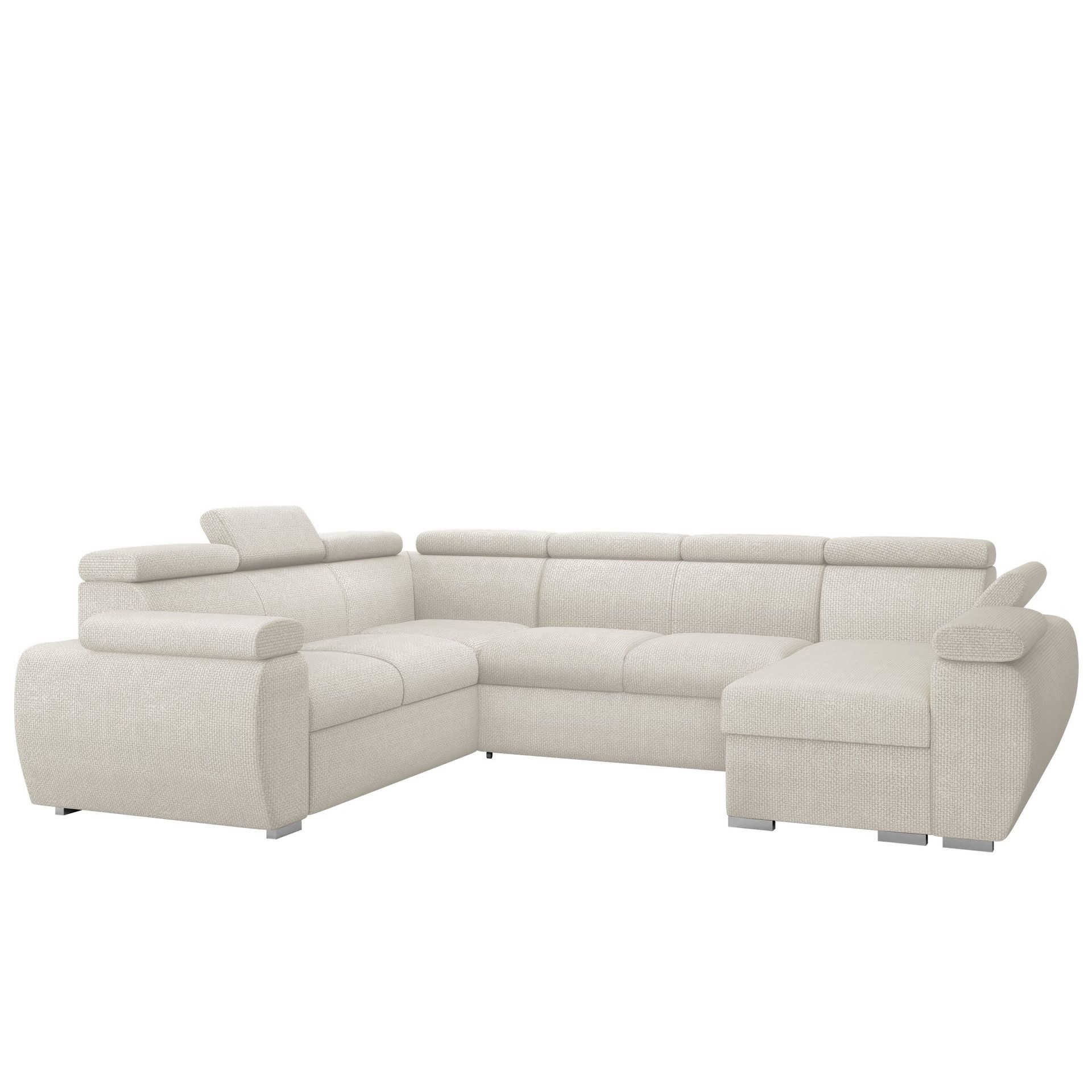 Binche 6-sits B&auml;ddsoffa h&ouml;rn med divan h&ouml;ger och f&ouml;rvaring - Flow 06