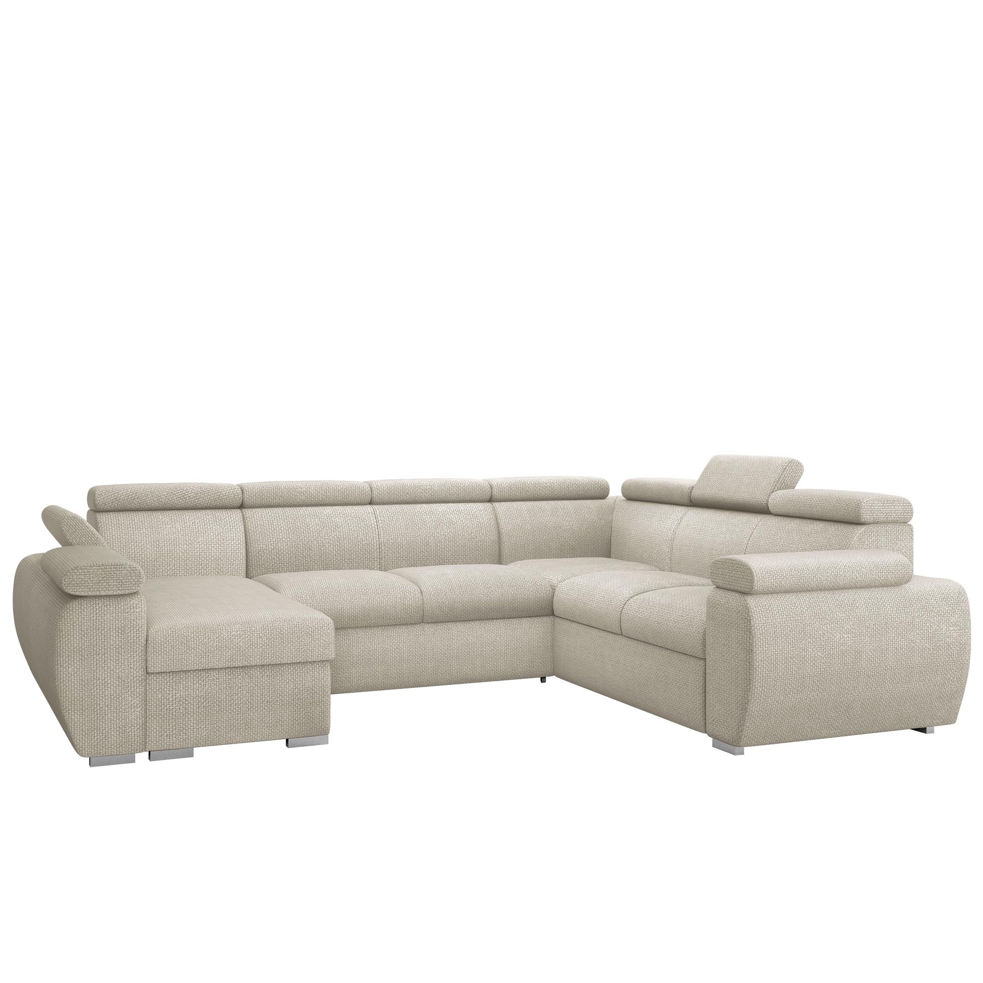 Binche 6-sits B&auml;ddsoffa h&ouml;rn med divan v&auml;nster och f&ouml;rvaring - beige