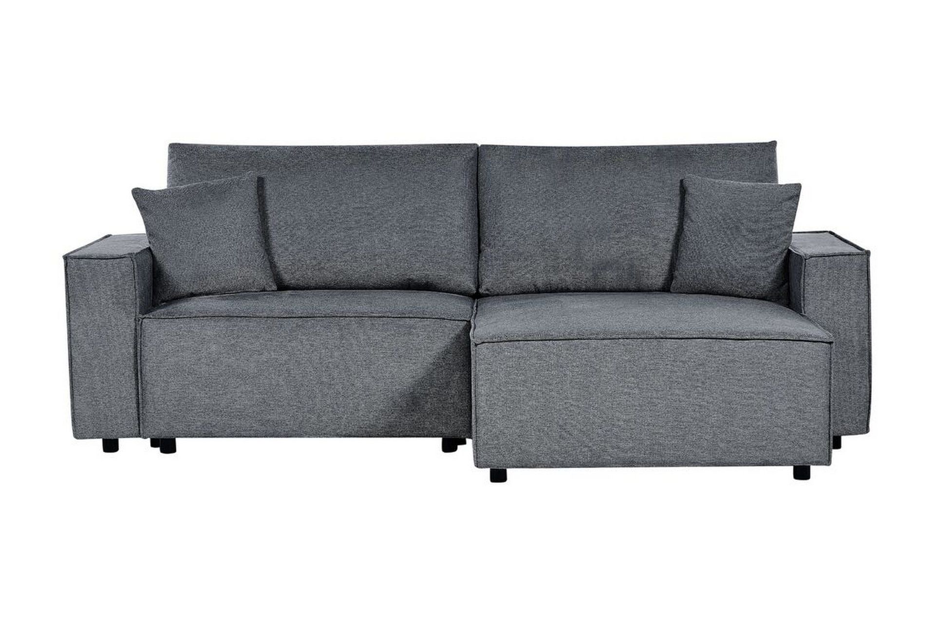 Brian 3-sits H&ouml;gerv&auml;nd H&ouml;rnb&auml;ddsoffa med Divan i Tyg - Gr&aring;