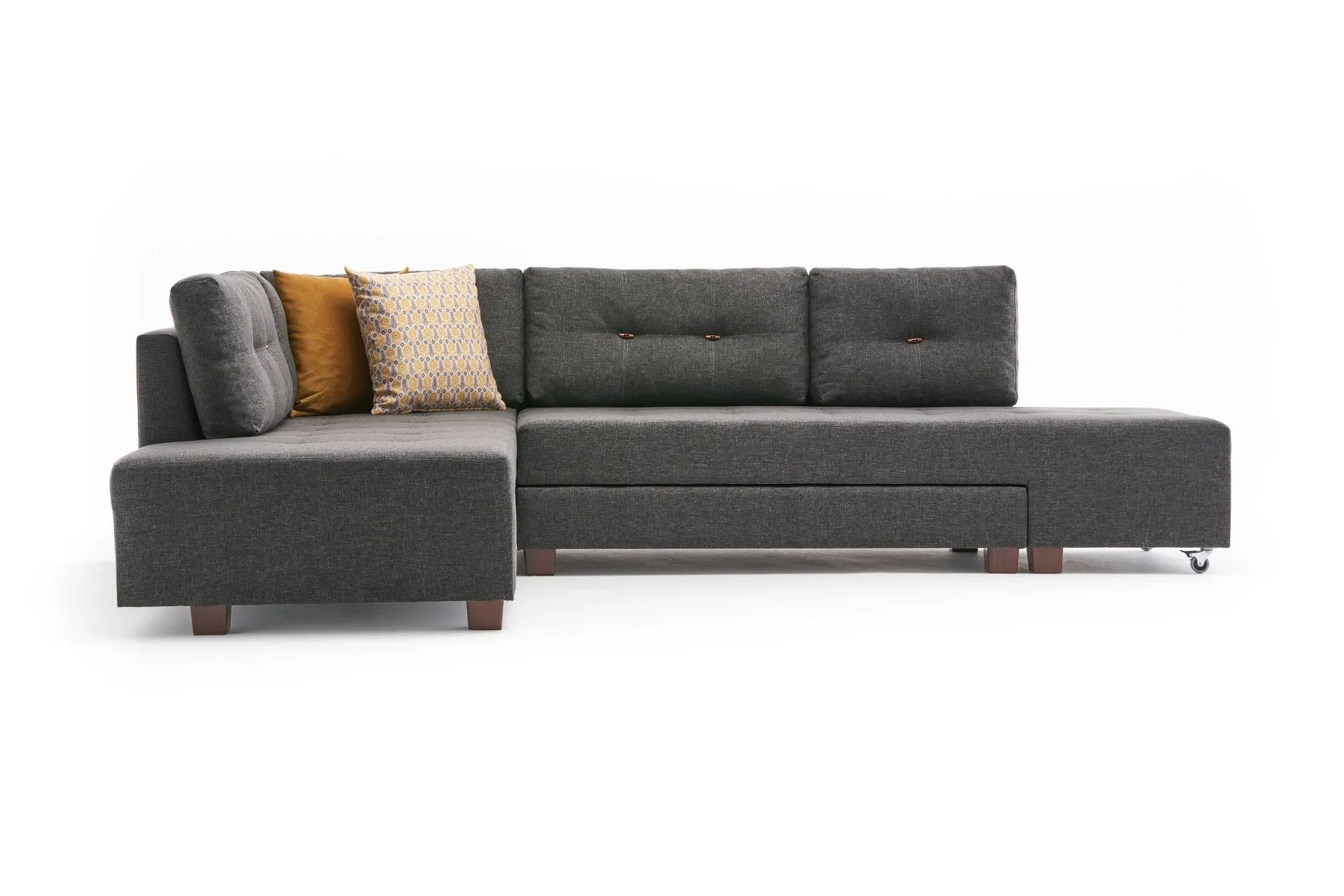 Brunei B&auml;ddsoffa med Sch&auml;slong V&auml;nster - Antracit/Svart