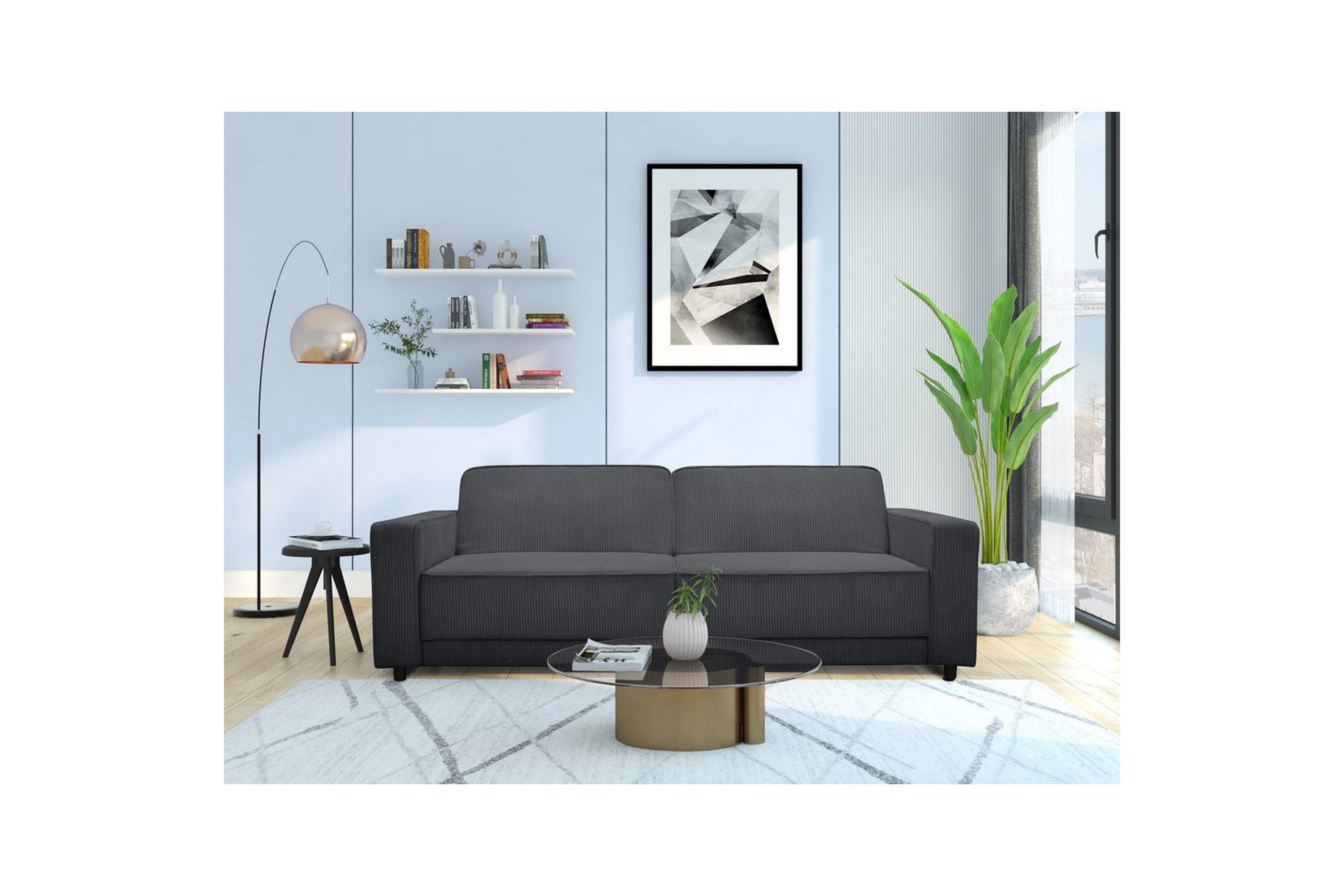 bäddsoffa allie antracit, cordoroy, 81x225x91 cm - antracit, cordoroy, 81x225x91 cm