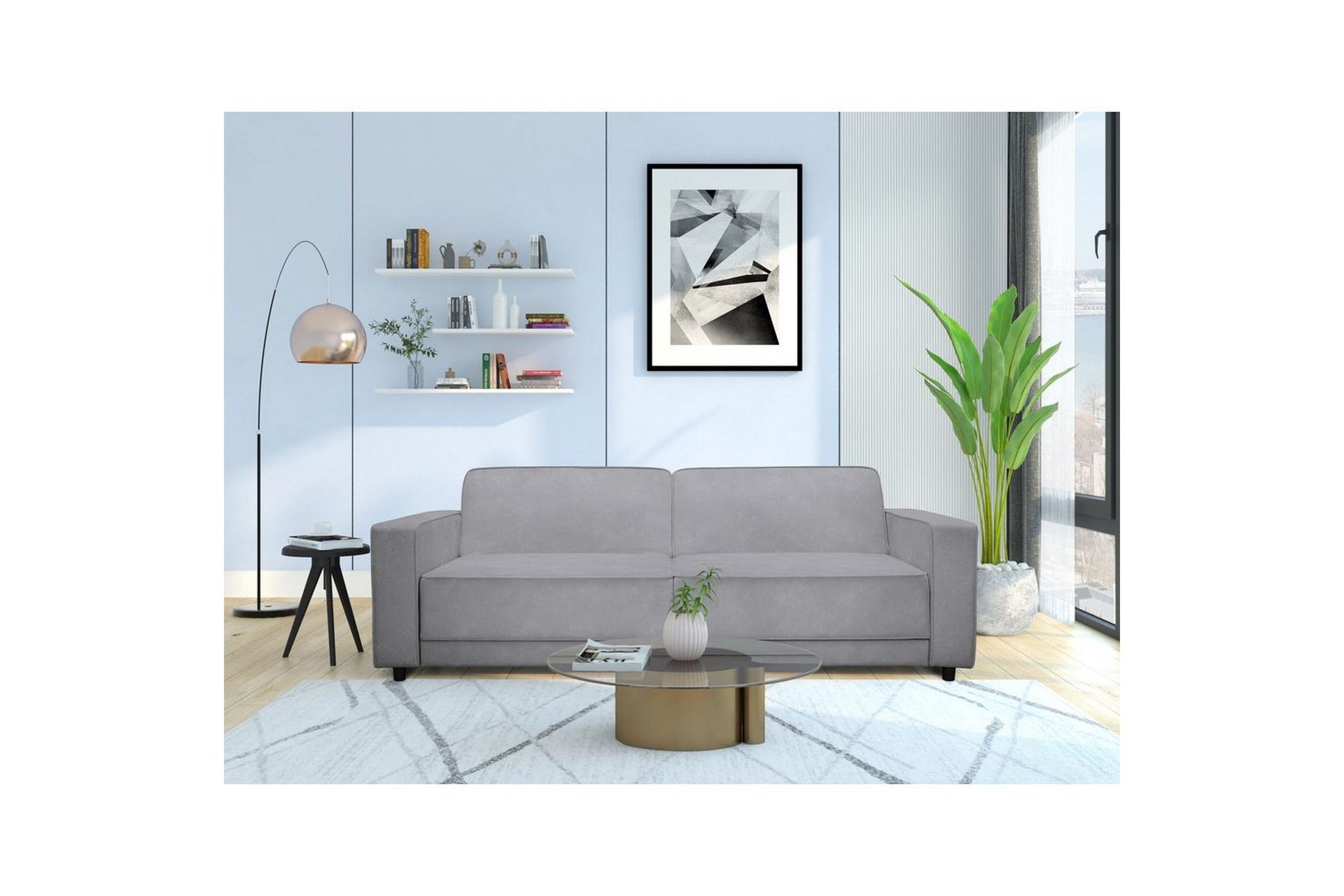 B&auml;ddsoffa Allie Ljusgr&aring;, Sammet, 81x225x91 cm - Ljusgr&aring;, Sammet, 81x225x91 cm