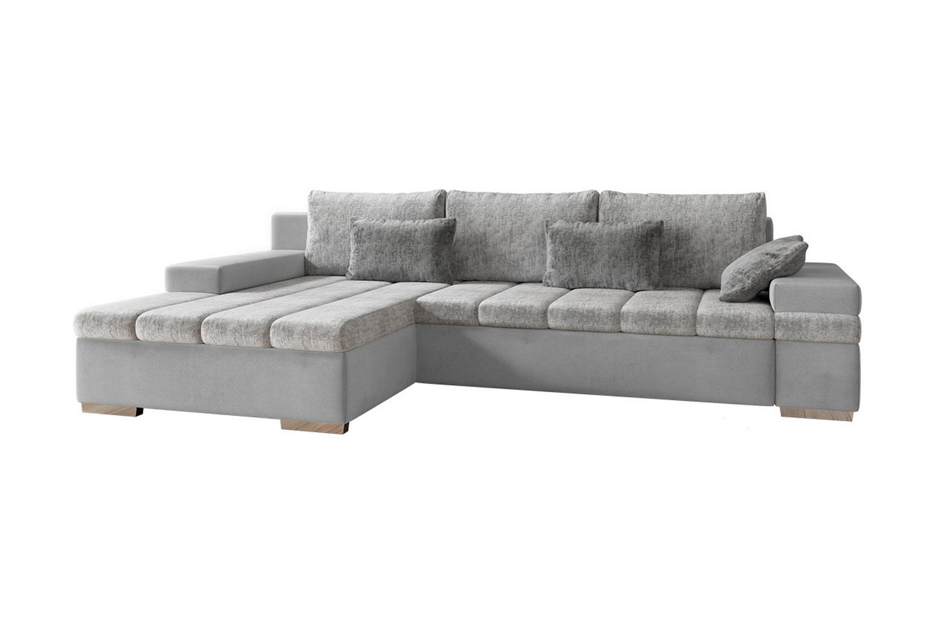 3-sits Bäddsoffa med Divan Consuelo Vänster med Förvaring Sammet/Grå