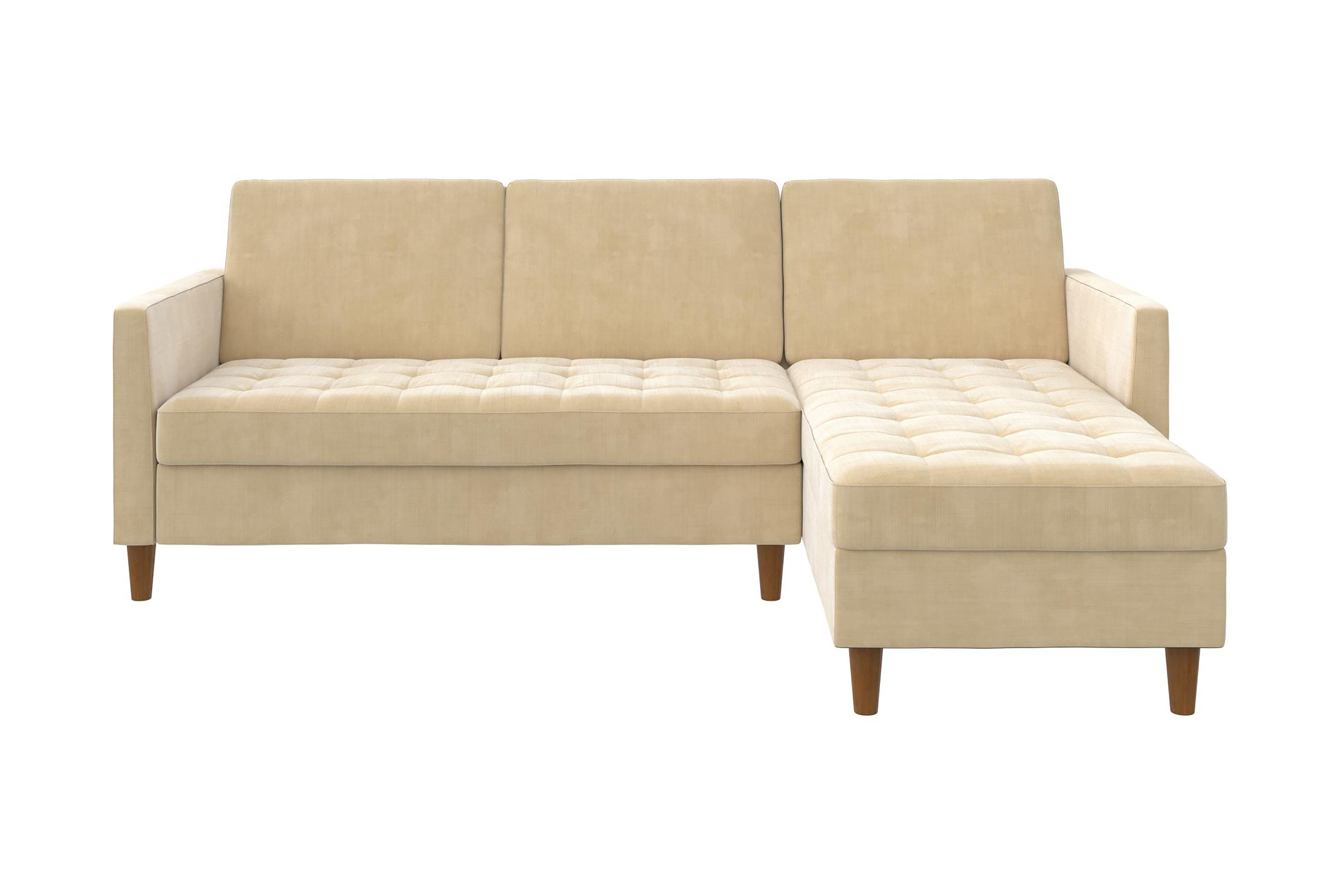 3-sits Divanbäddsoffa Presley Ställbar Krämvit/TräDorel Home