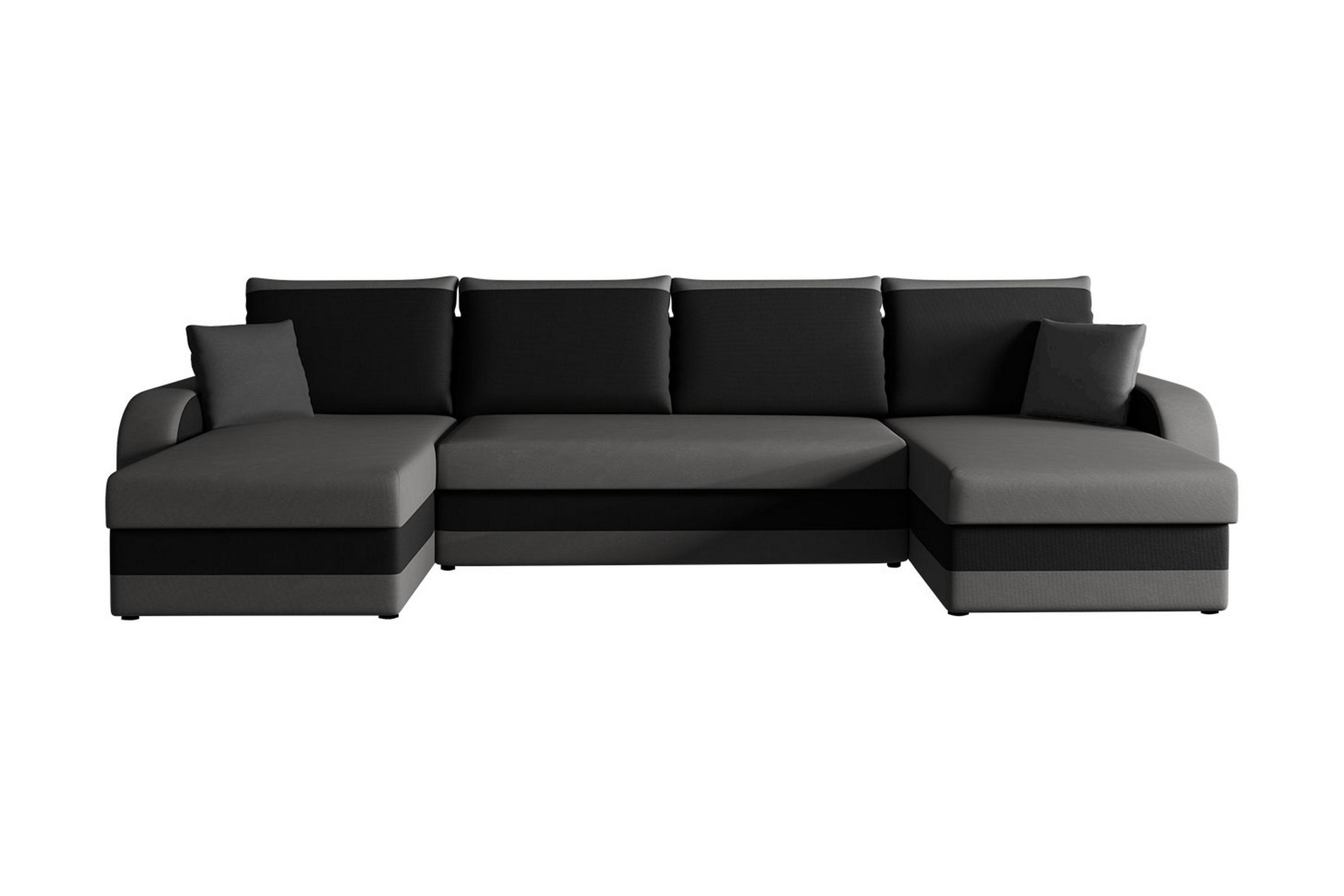4-sits Bäddsoffa med Dubbeldivan Nyarp med Förvaring Sammet/GråSvart