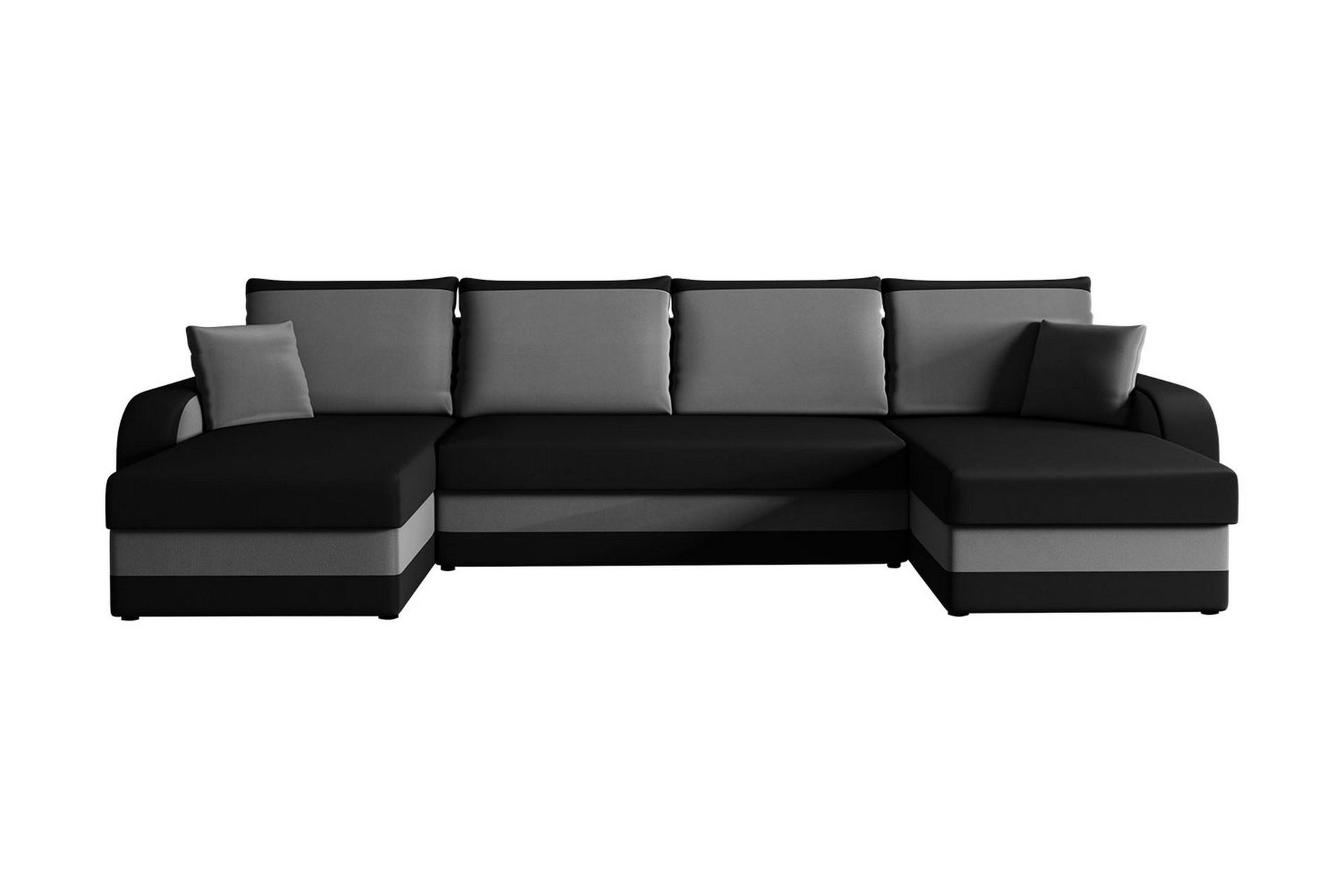 Alvared 4-sits B&auml;ddsoffa med Dubbeldivan med F&ouml;rvaring - Sammet/Svart/Gr&aring;