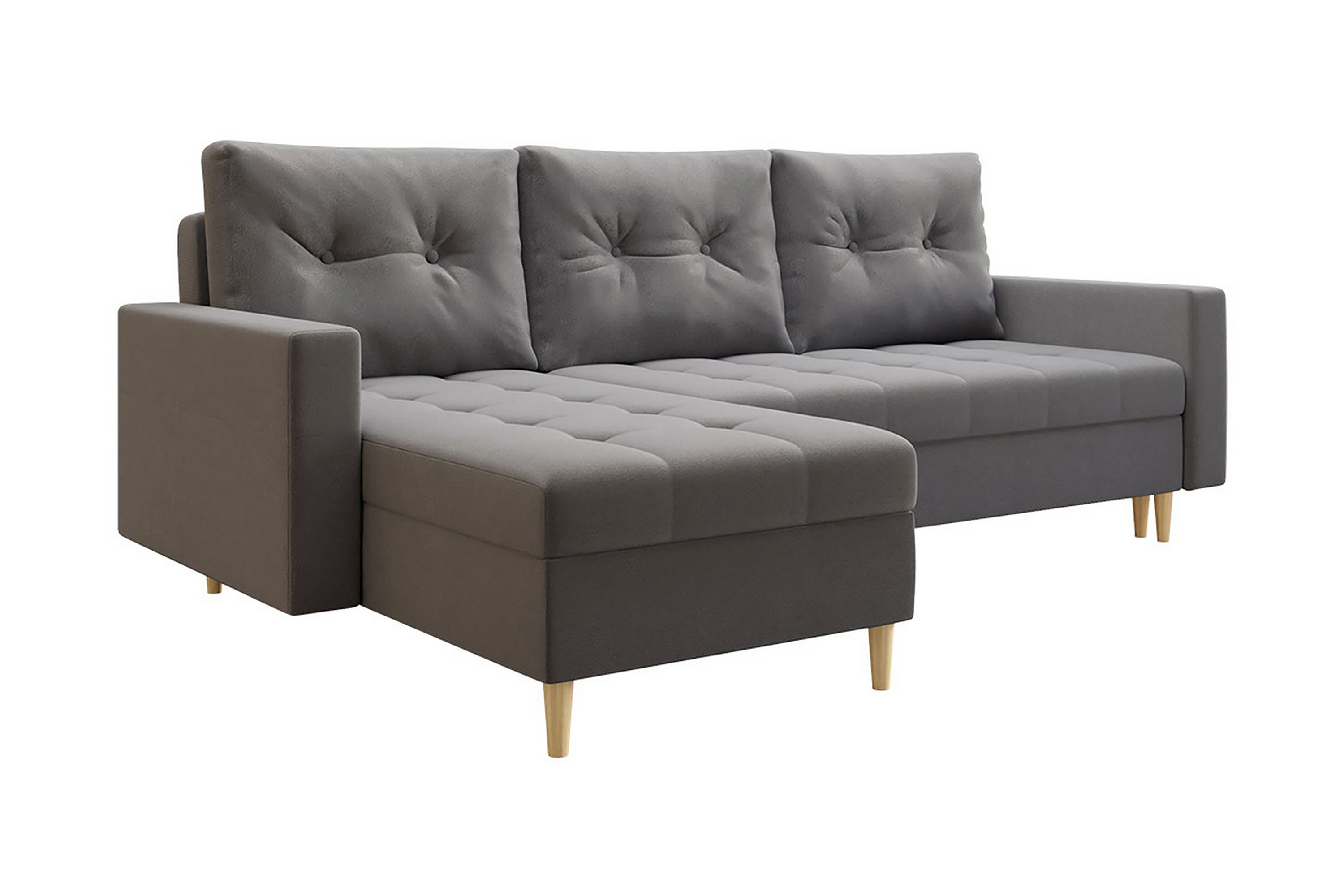 Bäddsoffa m-Divan Kaoru 3-sits med Förvaring Grå