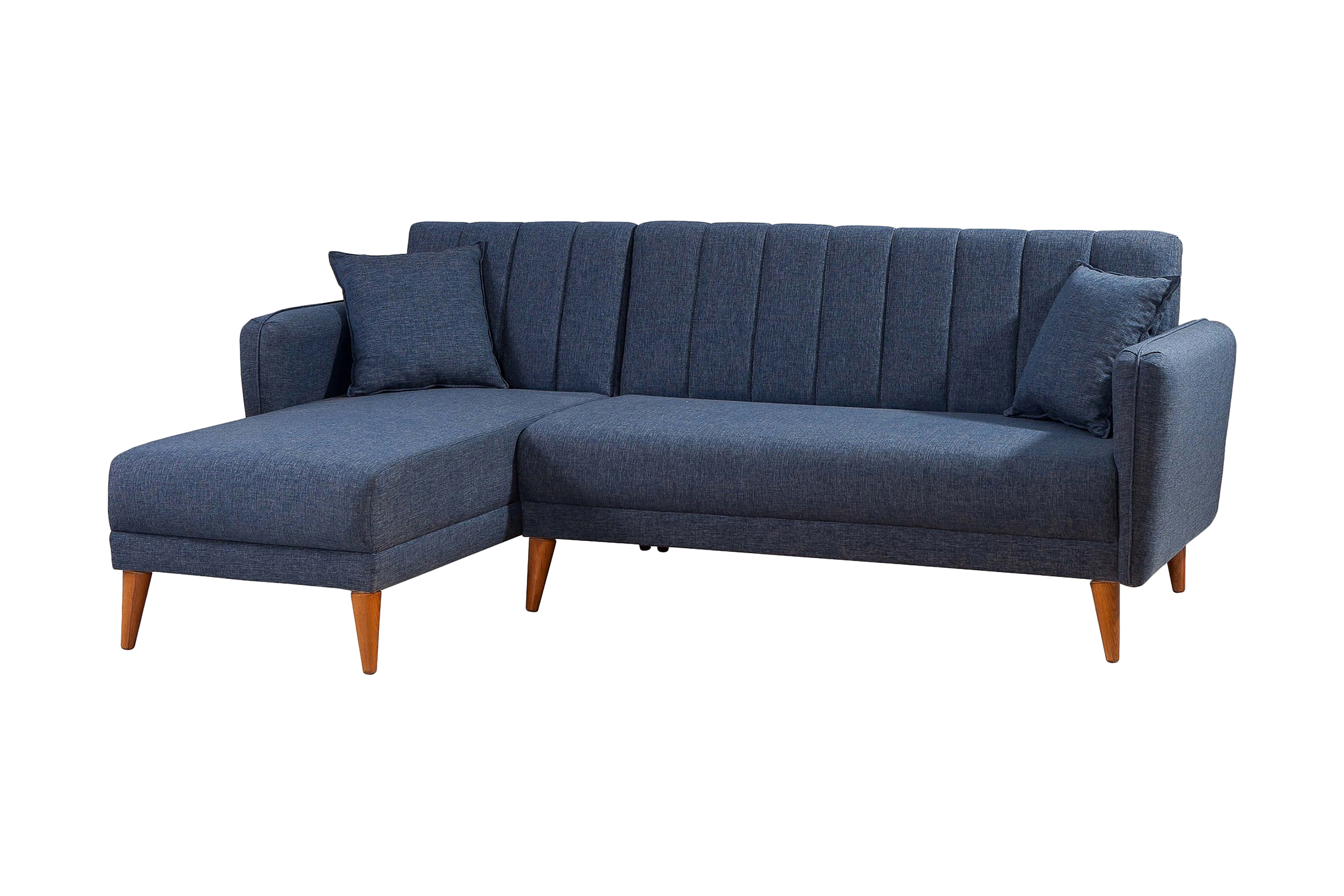 Bäddsoffa med Divan Banize Vänster MörkblåNatur