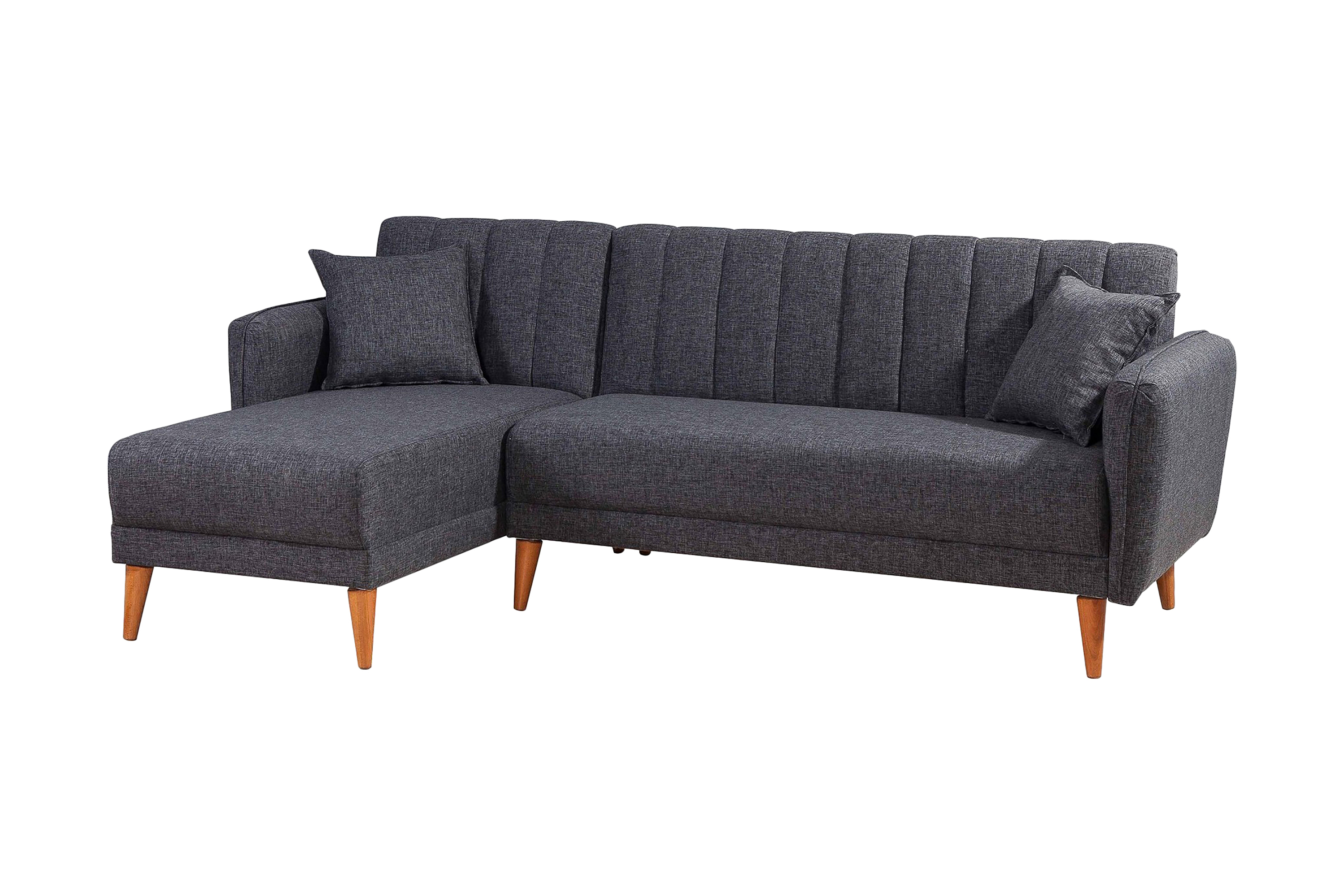 Bäddsoffa med Divan Banize Vänster MörkgråNatur