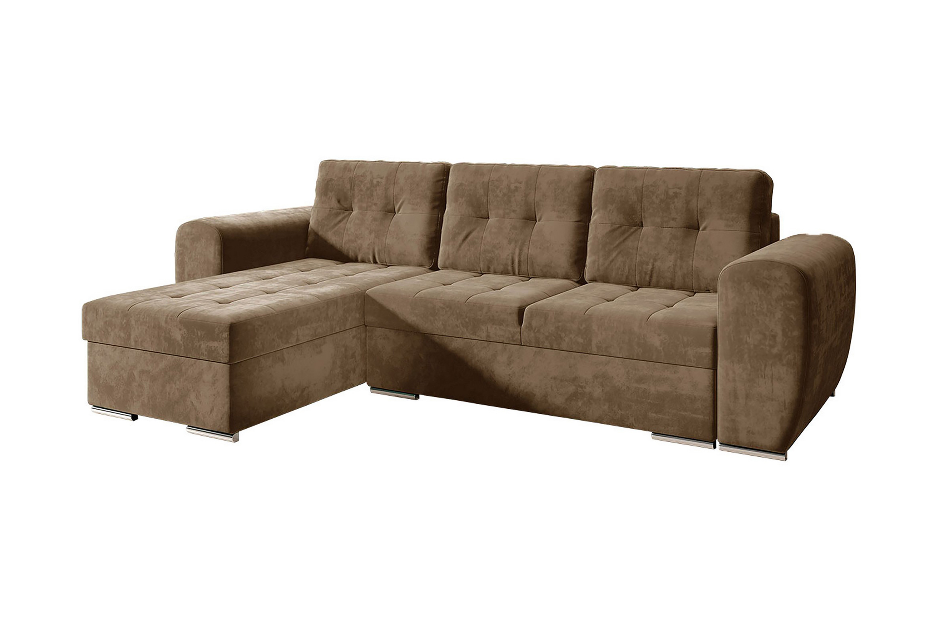 Bäddsoffa med divan Brun