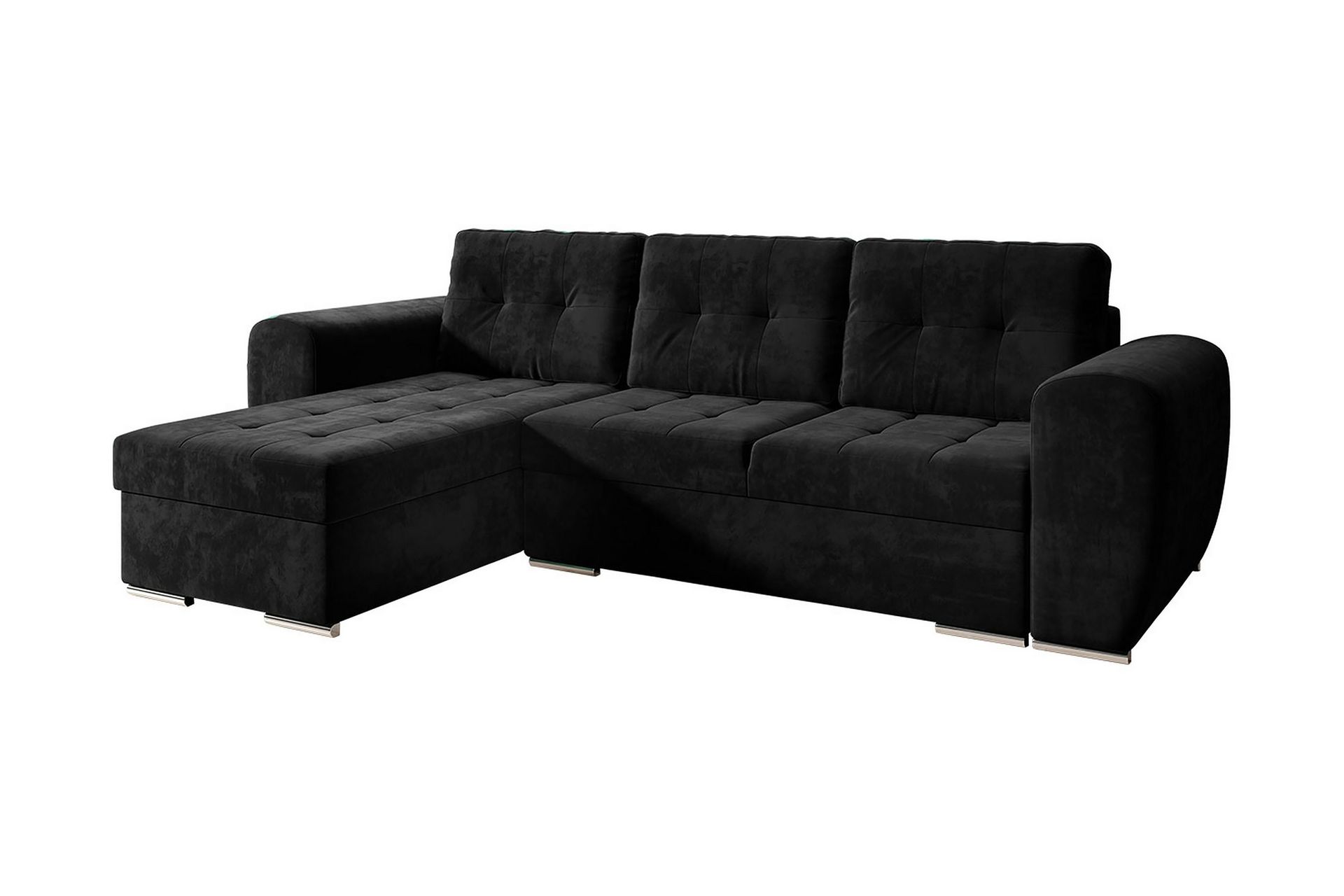 B&auml;ddsoffa med divan - Svart