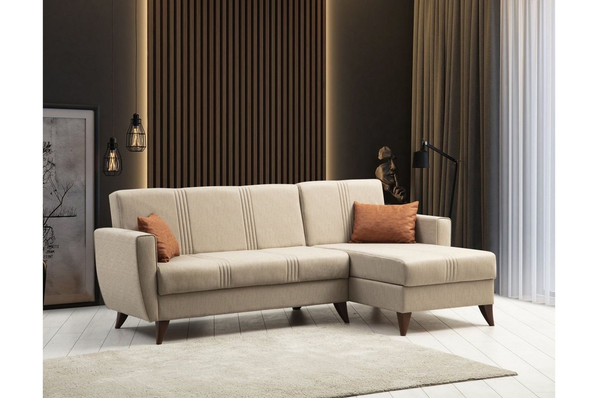 Dewan B&auml;ddsoffa m. Divan 3-sits - Beige