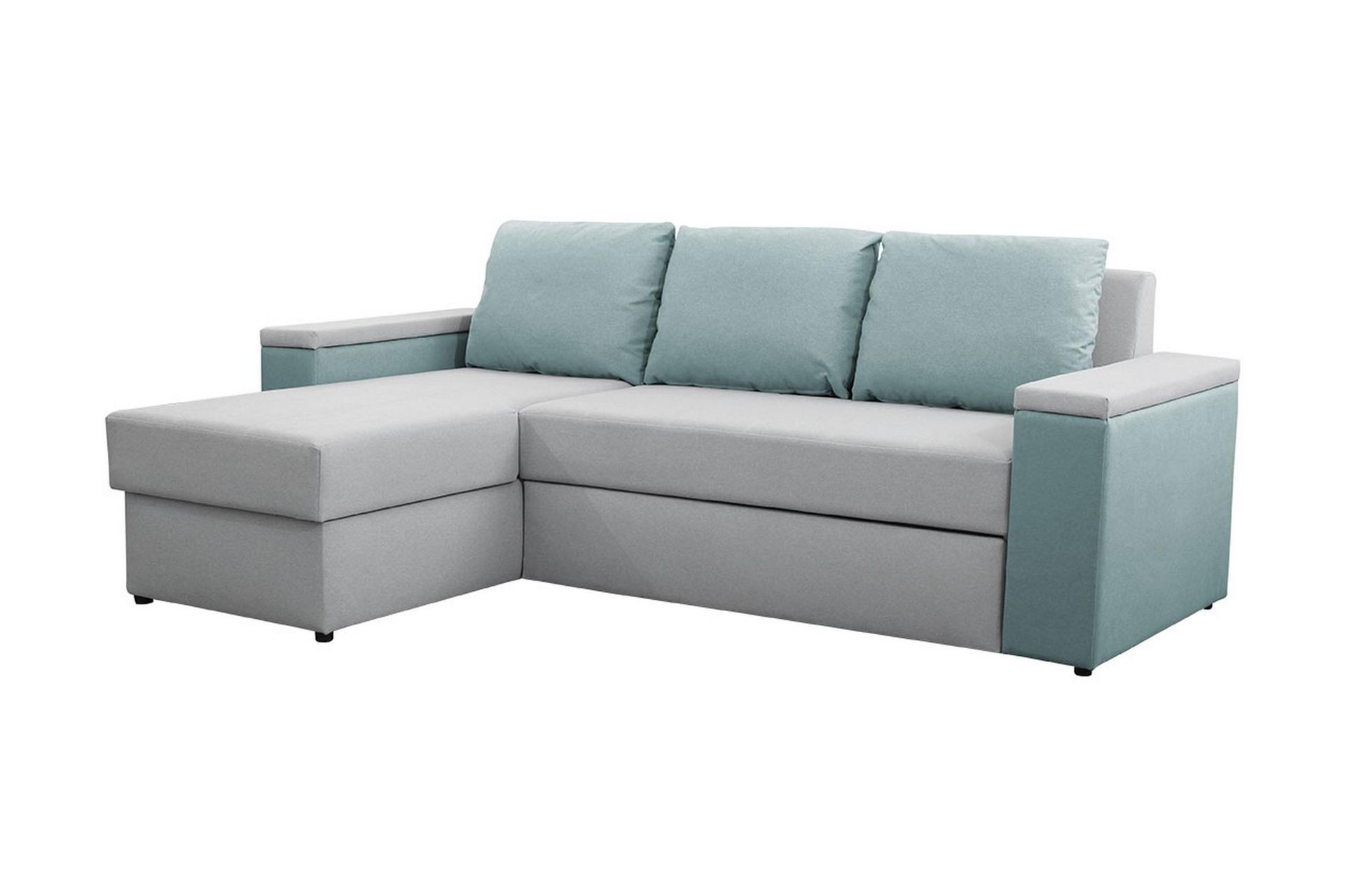 Herosa 3-sits B&auml;ddsoffa med Divan med F&ouml;rvaring - Bl&aring;/Gr&aring;