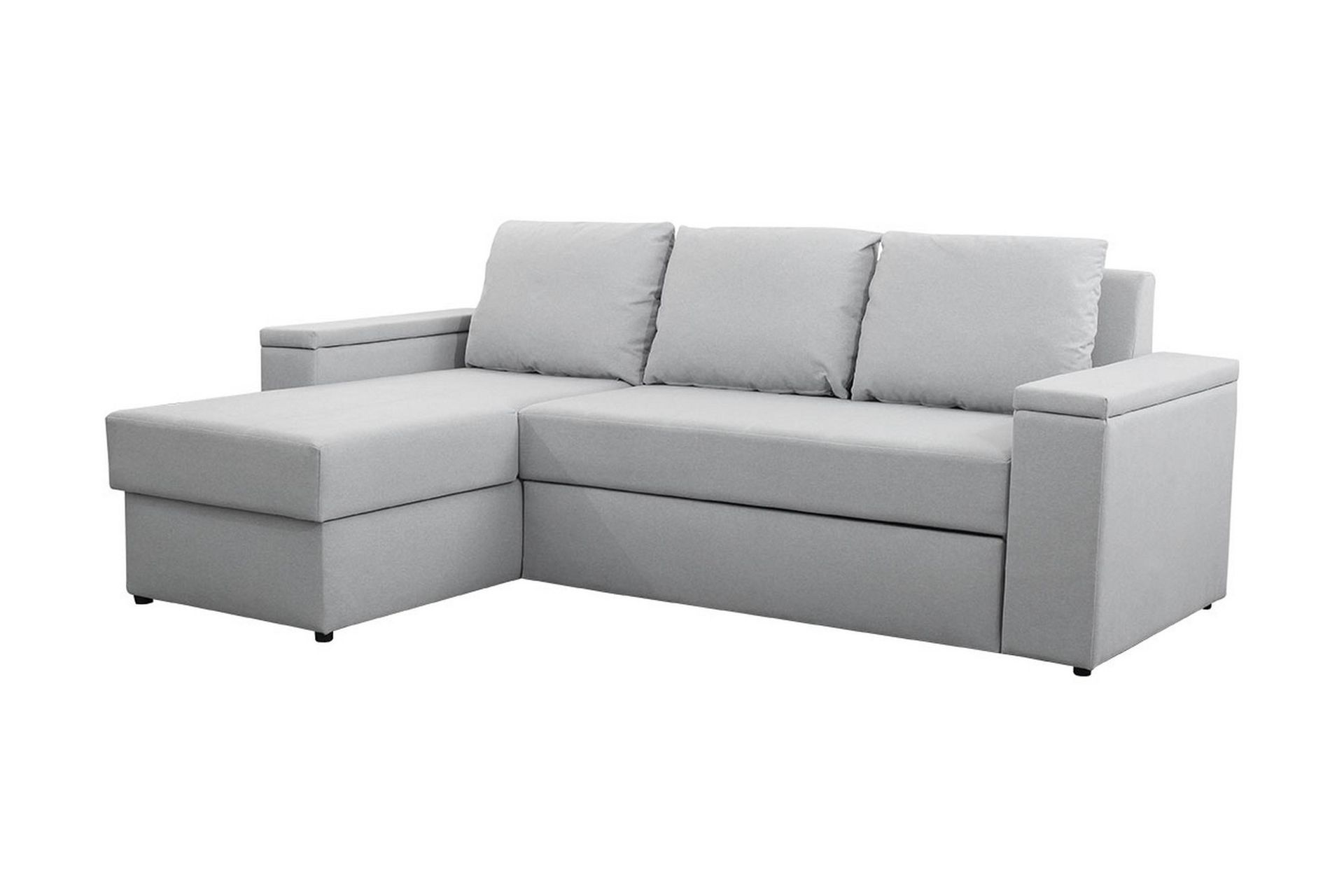 herosa 3-sits bäddsoffa med divan med förvaring - ljusgrå