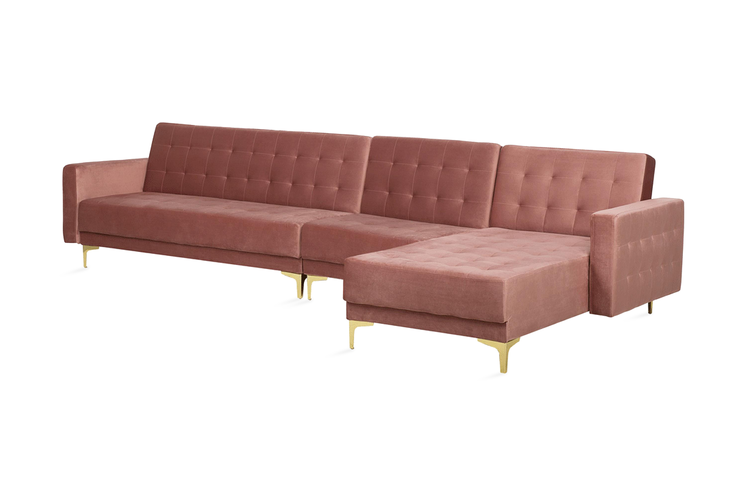 Hörnbäddsoffa Westerleigh Large Vänster Sammet Rosa