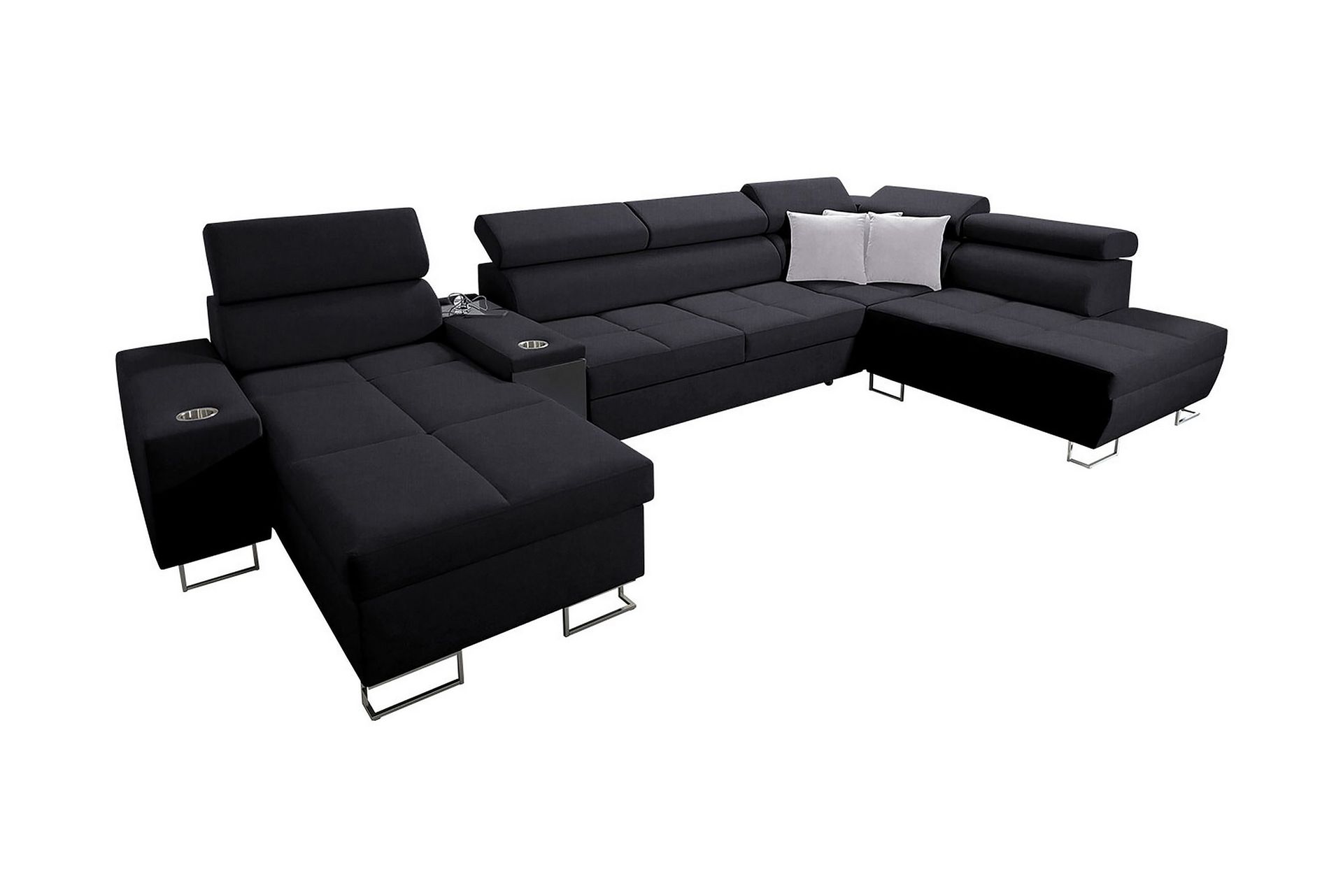 Morenia 4-sits Bäddsoffa 127x195 cm med Förvaring i Tyg - Svart