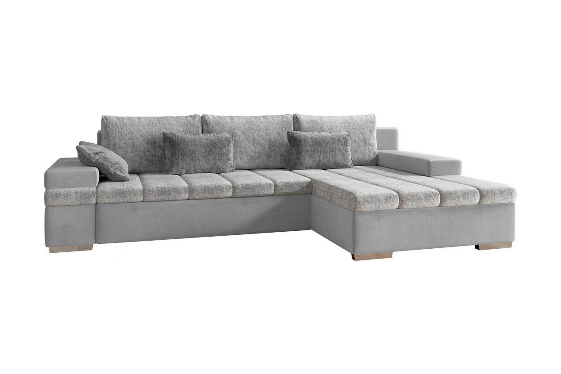 Naoma 3-sits Bäddsoffa med Divan L-formad Höger med Förvarin - Sammet/Grå