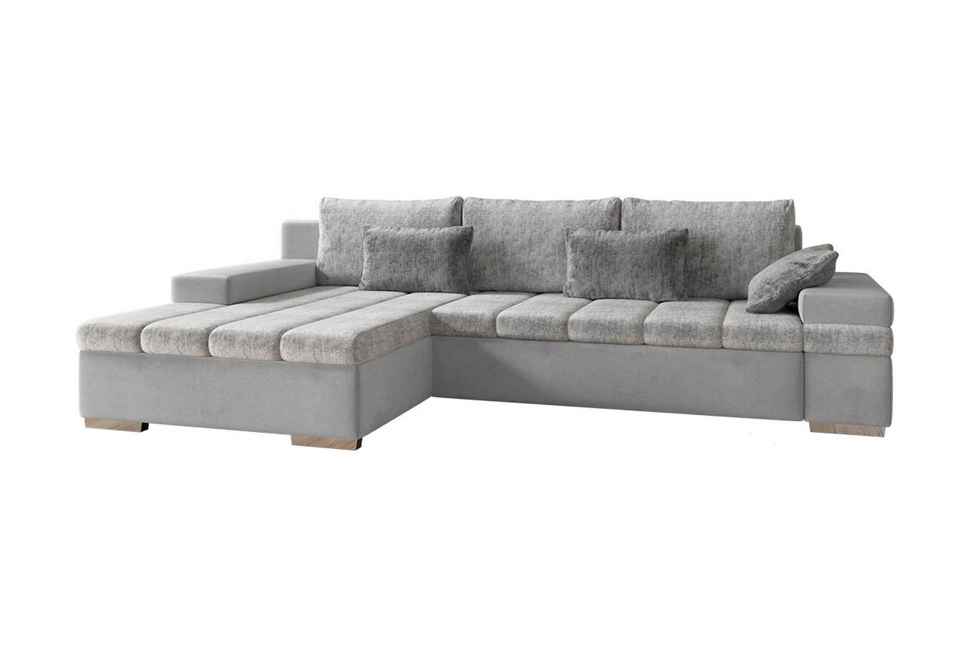 Naoma 3-sits B&auml;ddsoffa med Divan L-formad V&auml;nster med F&ouml;rvar - Sammet/Gr&aring;