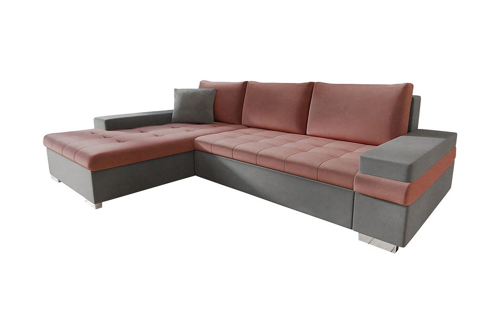 Naoma B&auml;ddbar H&ouml;rnsoffa Universal 135x216 cm med F&ouml;rvaring i Sammet - RosaGr&aring;