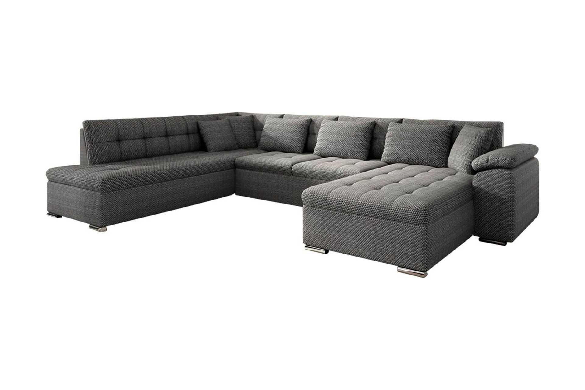 Niko U-B&auml;ddsoffa 350x205x76 cm Divan H&ouml;ger - M&ouml;rkgr&aring;