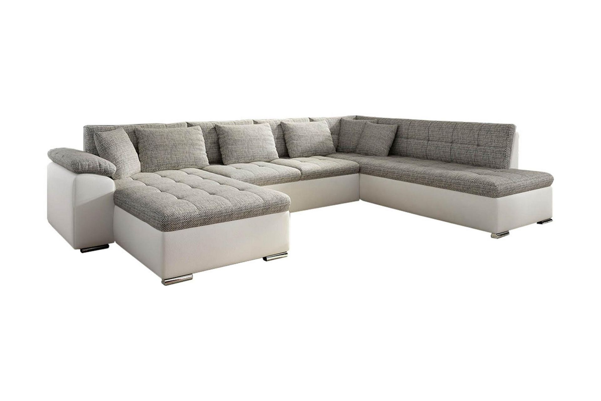 Niko U-B&auml;ddsoffa 350x205x76 cm Divan V&auml;nster - Vit/Gr&aring;