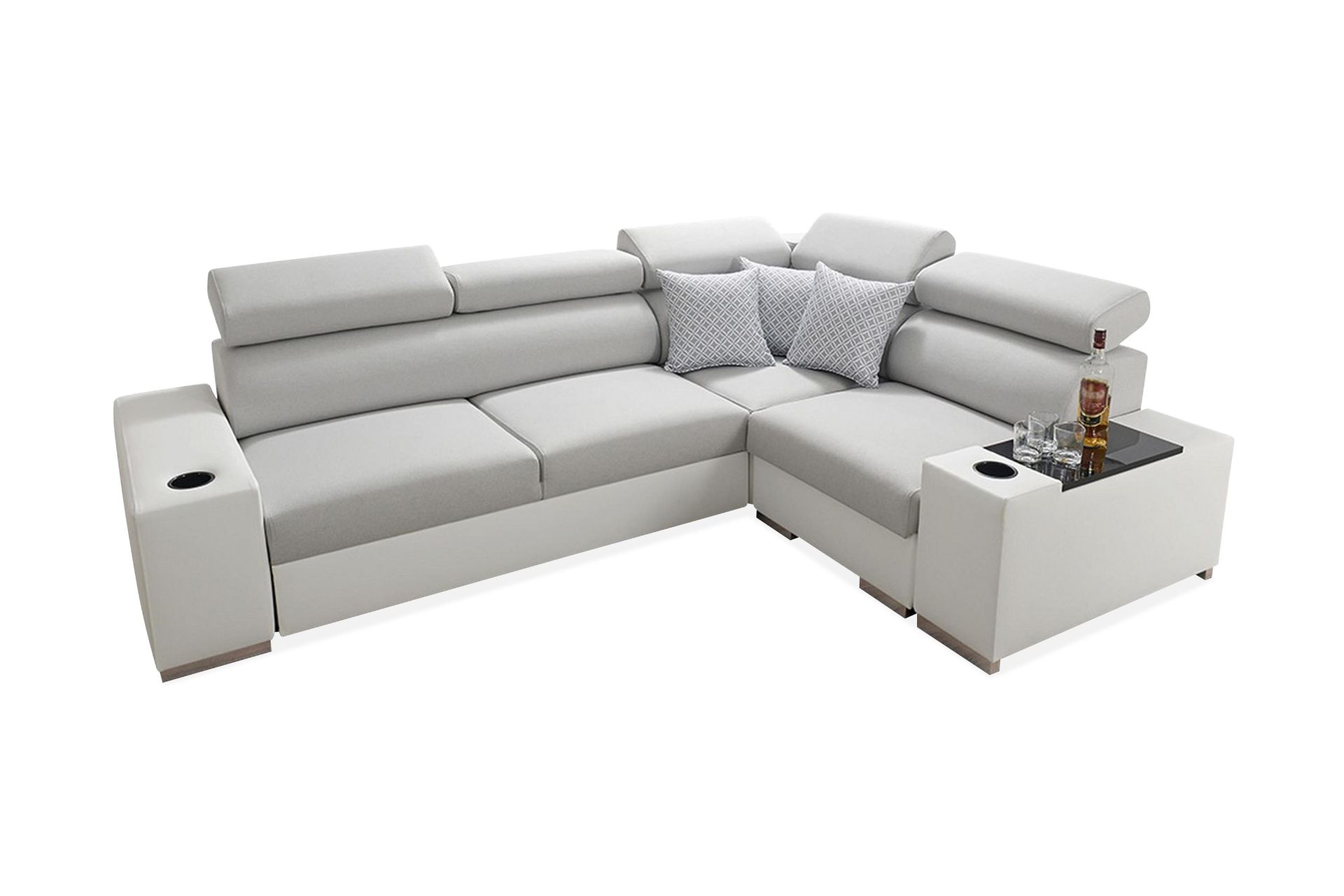 Perseo Divanb&auml;ddsoffa 282x205x95 cm - Beige/Gr&aring;/Vit