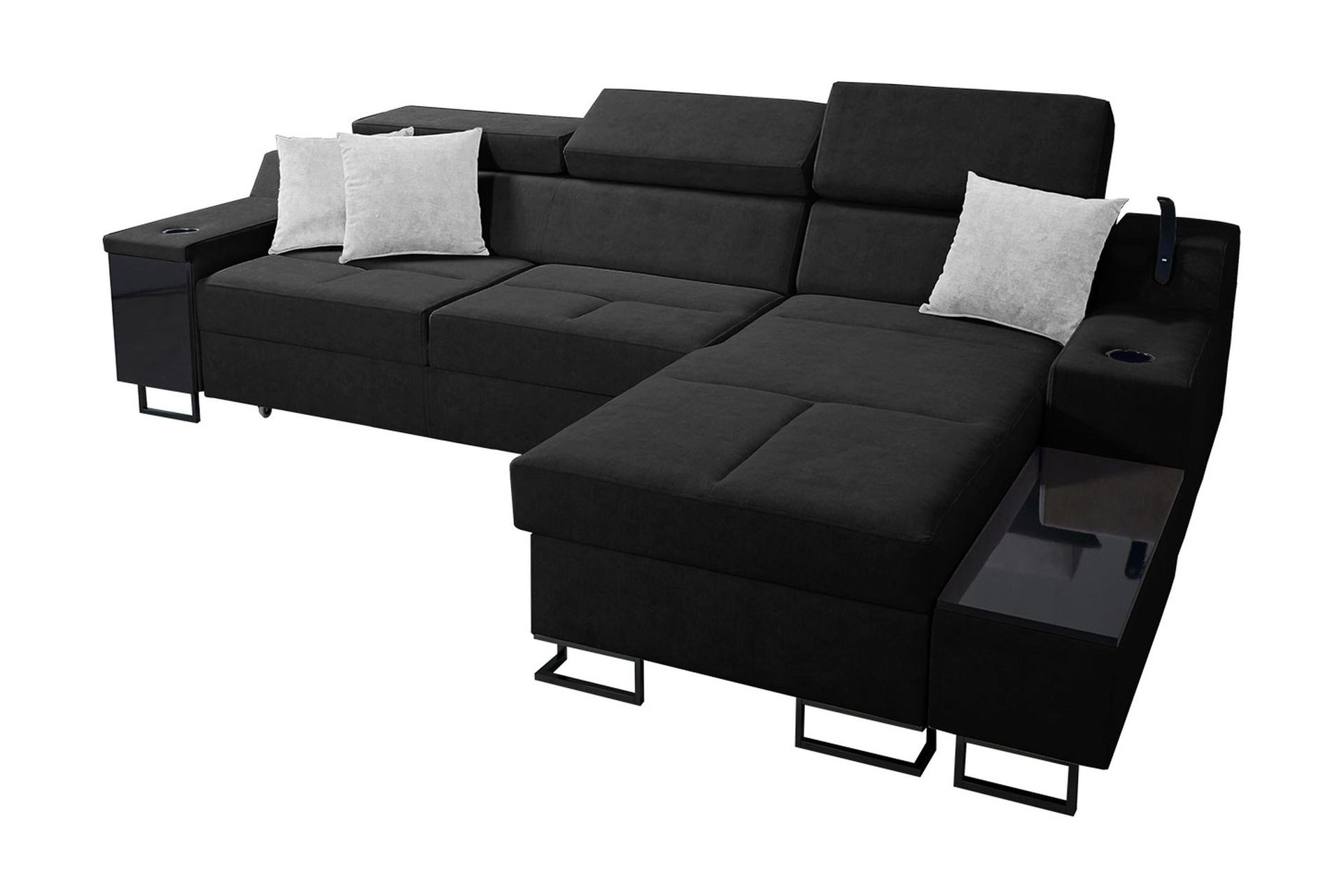 Seginus B&auml;ddsoffa m. Divan F&ouml;rvaring 3-sits 226x127 - Svart