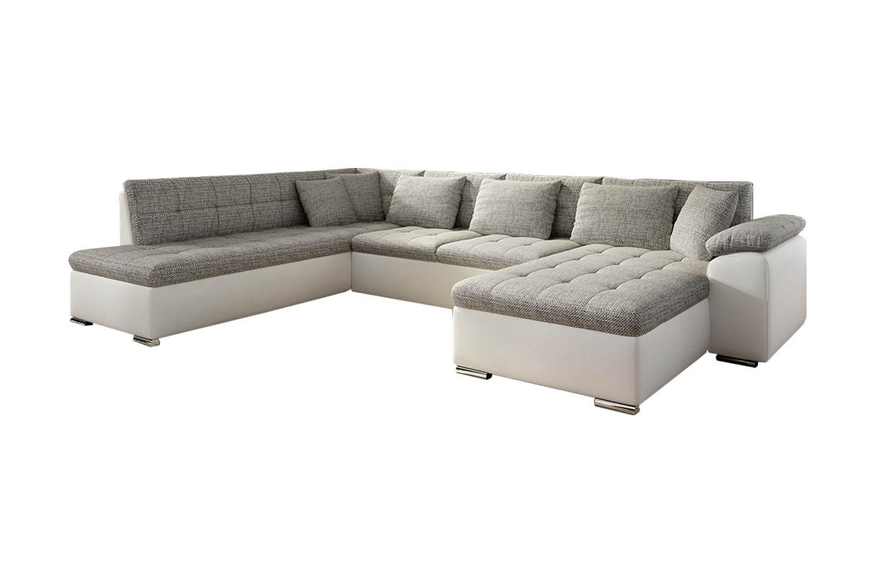 u-bäddsoffa sororia 350x205x76 cm divan höger - beige/grå/vit