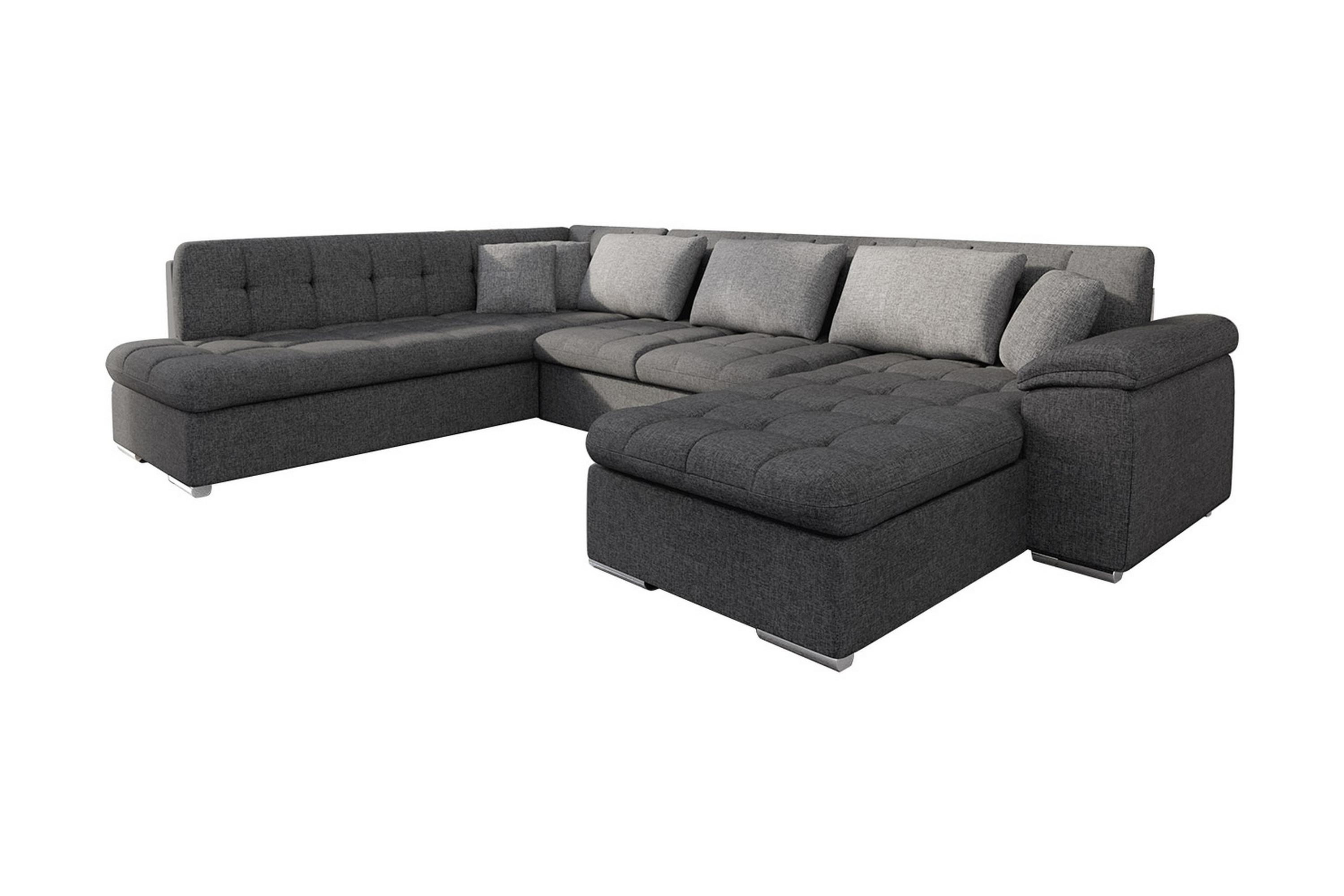 u-bäddsoffa sororia 350x205x76 cm divan höger - grå