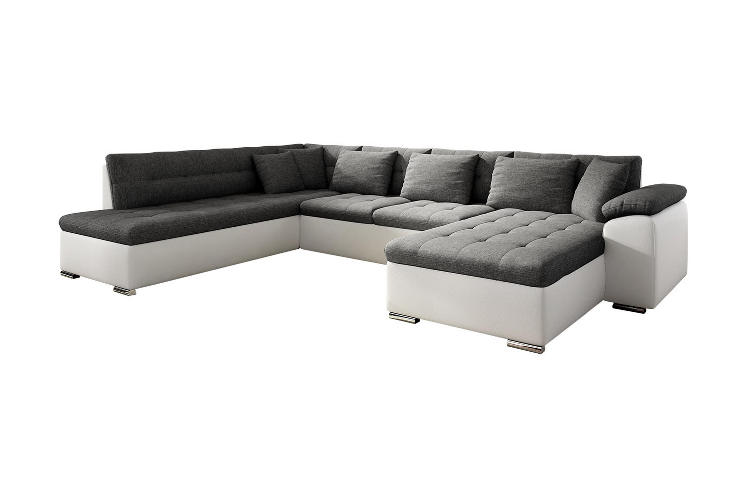 u-bäddsoffa sororia 350x205x76 cm divan höger - vit/grå
