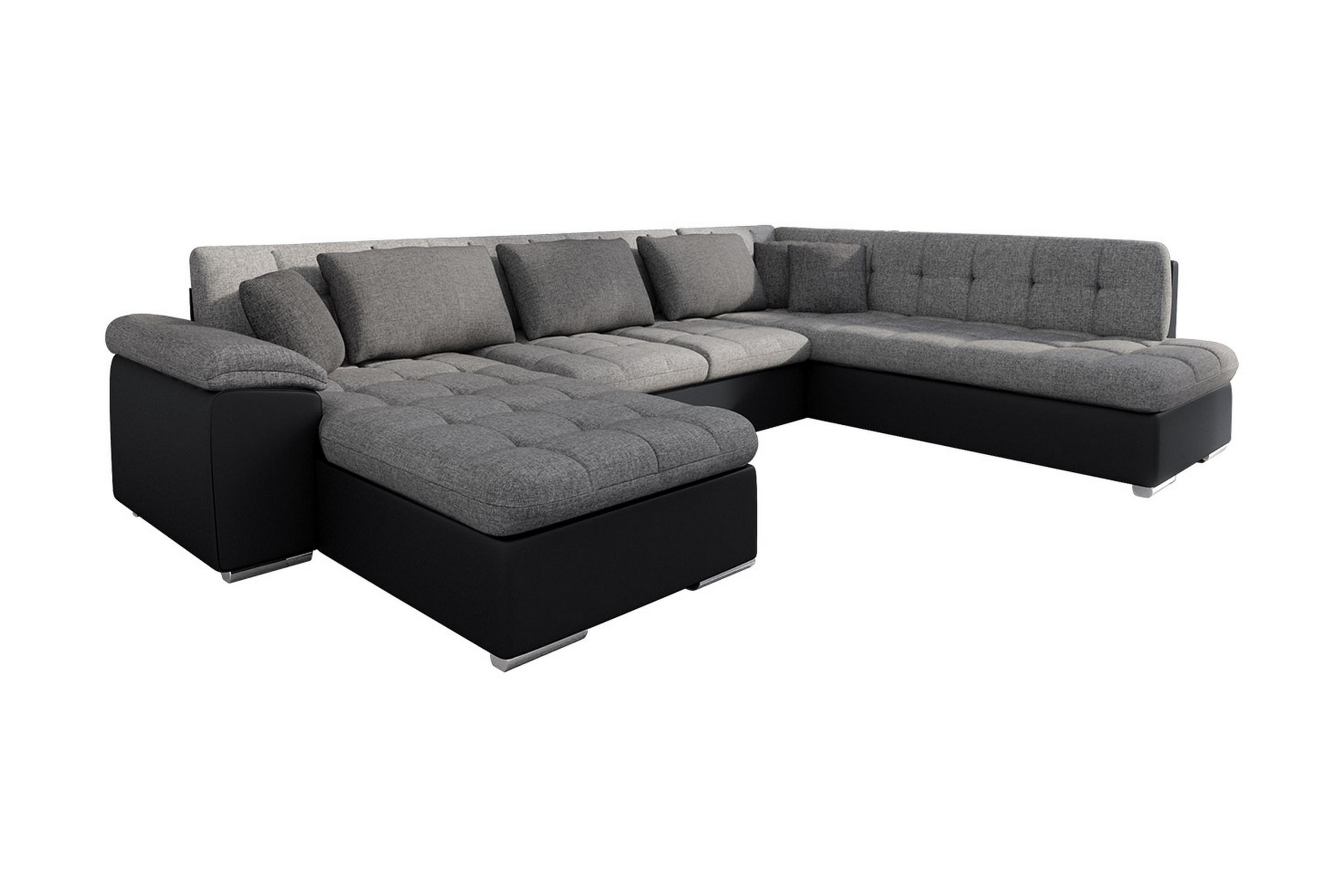 U-Bäddsoffa Sororia 350x205x76 cm Divan Vänster GråSvart
